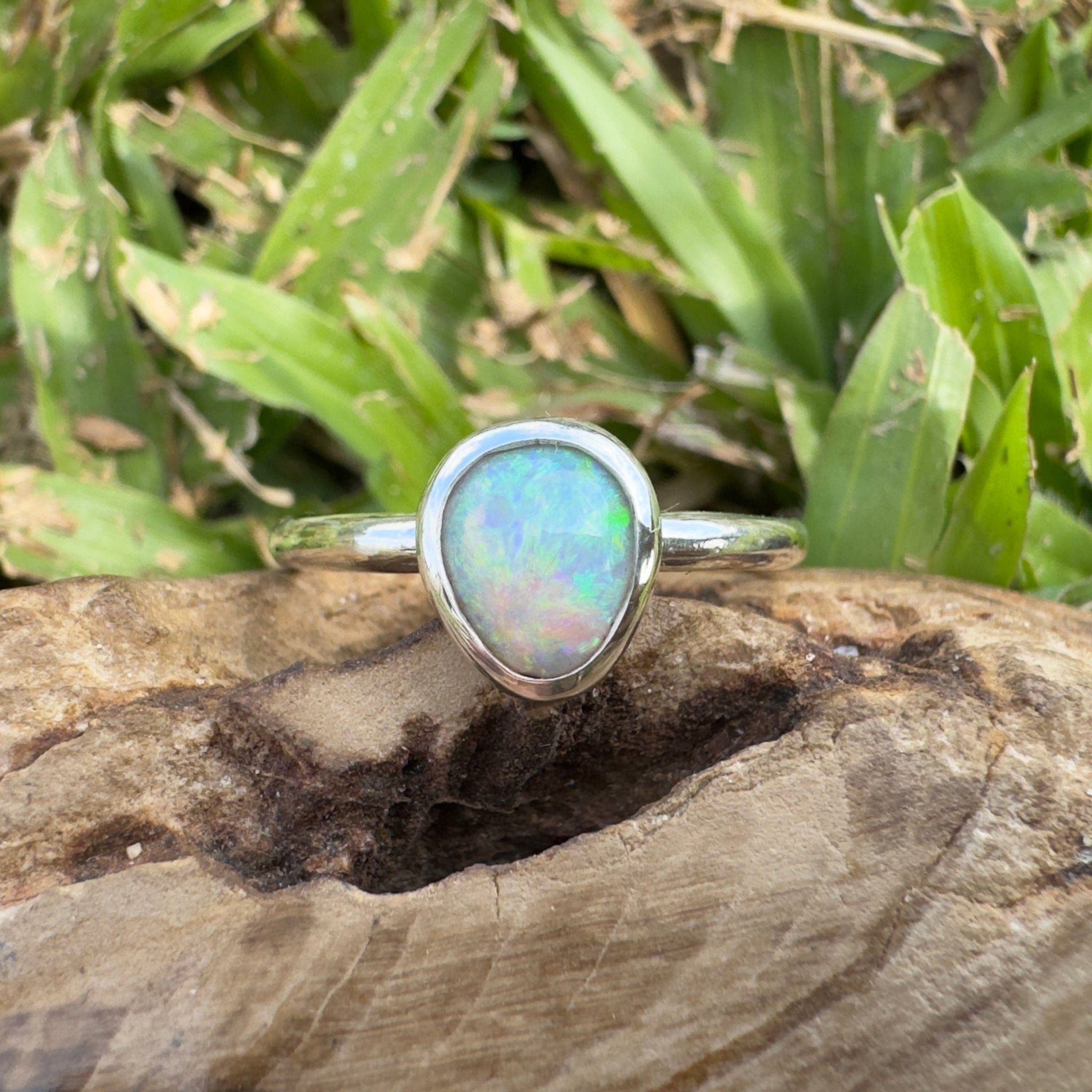 0.7ct Lightning Ridge Opal Ring ~ 'Murramarang Wash' | 925 Sterling Silver | Solid Australian Opal