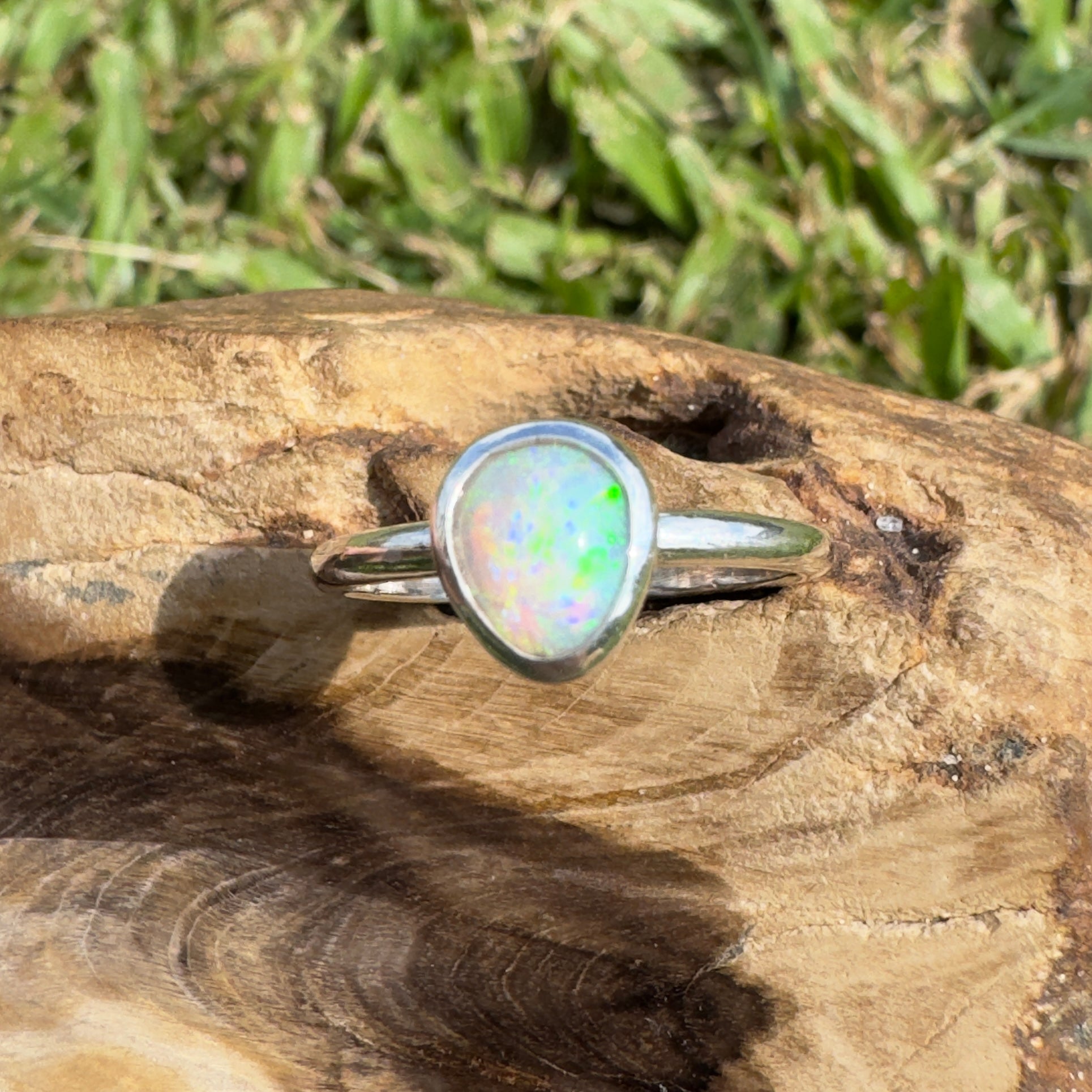 0.7ct Lightning Ridge Opal Ring ~ 'Murramarang Wash' | 925 Sterling Silver | Solid Australian Opal