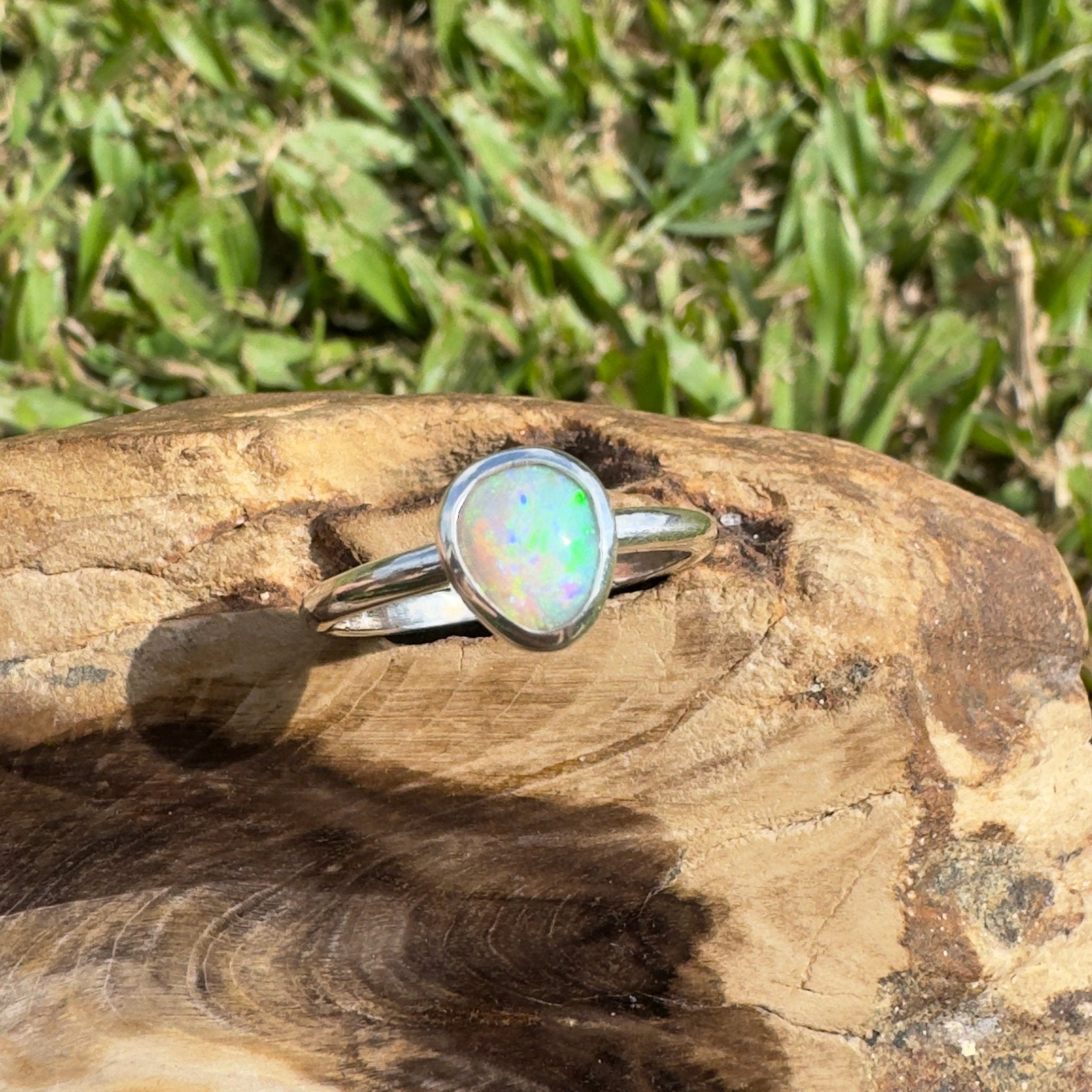 0.7ct Lightning Ridge Opal Ring ~ 'Murramarang Wash' | 925 Sterling Silver | Solid Australian Opal