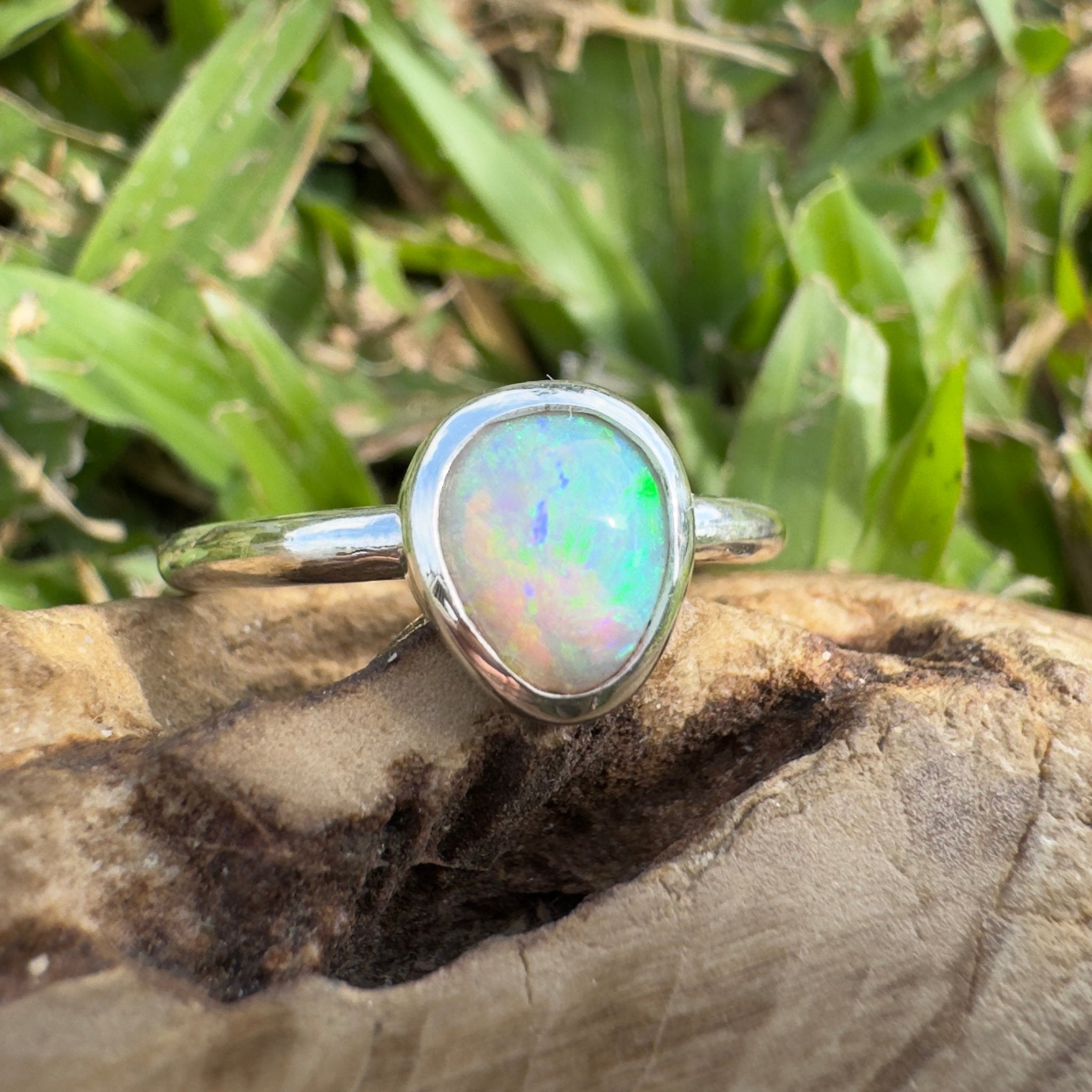 0.7ct Lightning Ridge Opal Ring ~ 'Murramarang Wash' | 925 Sterling Silver | Solid Australian Opal