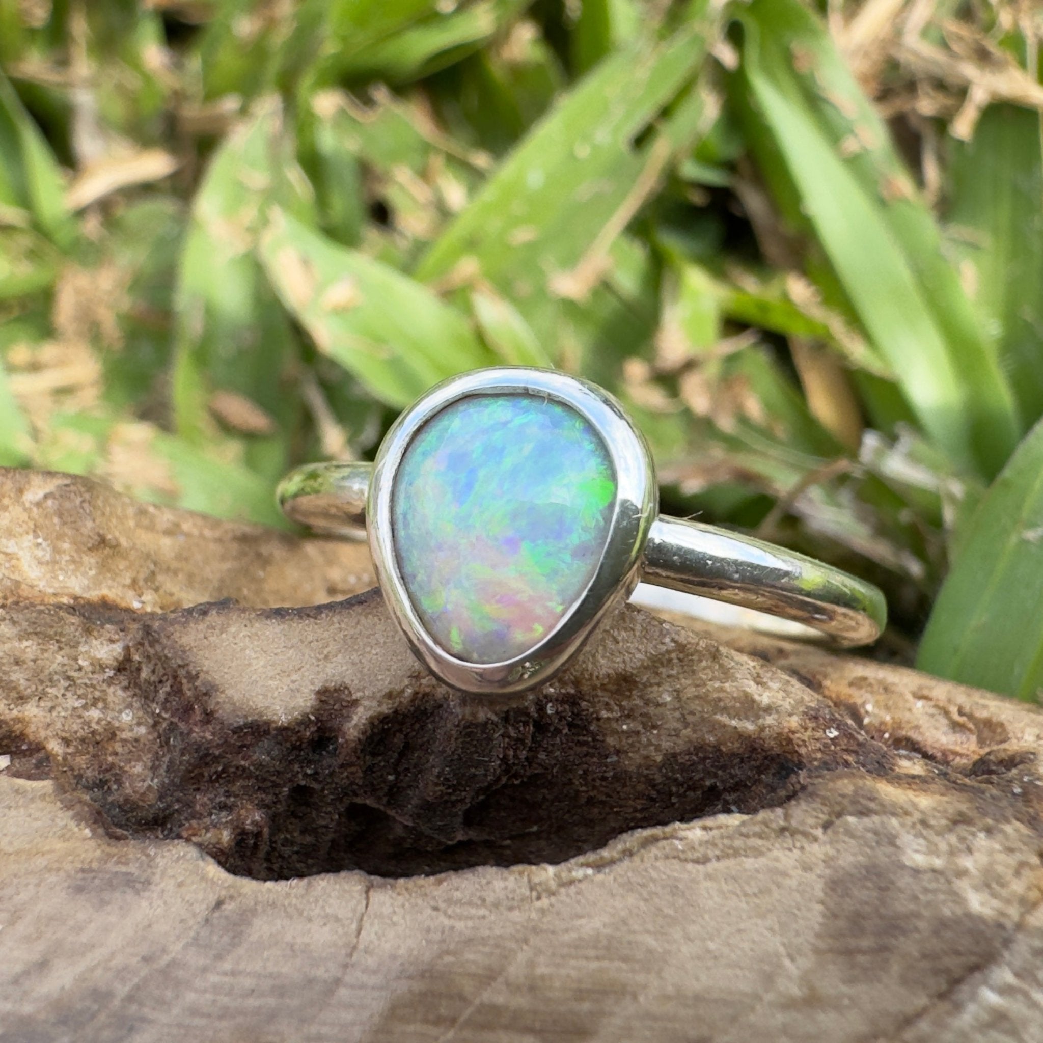0.7ct Lightning Ridge Opal Ring ~ 'Murramarang Wash' | 925 Sterling Silver | Solid Australian Opal