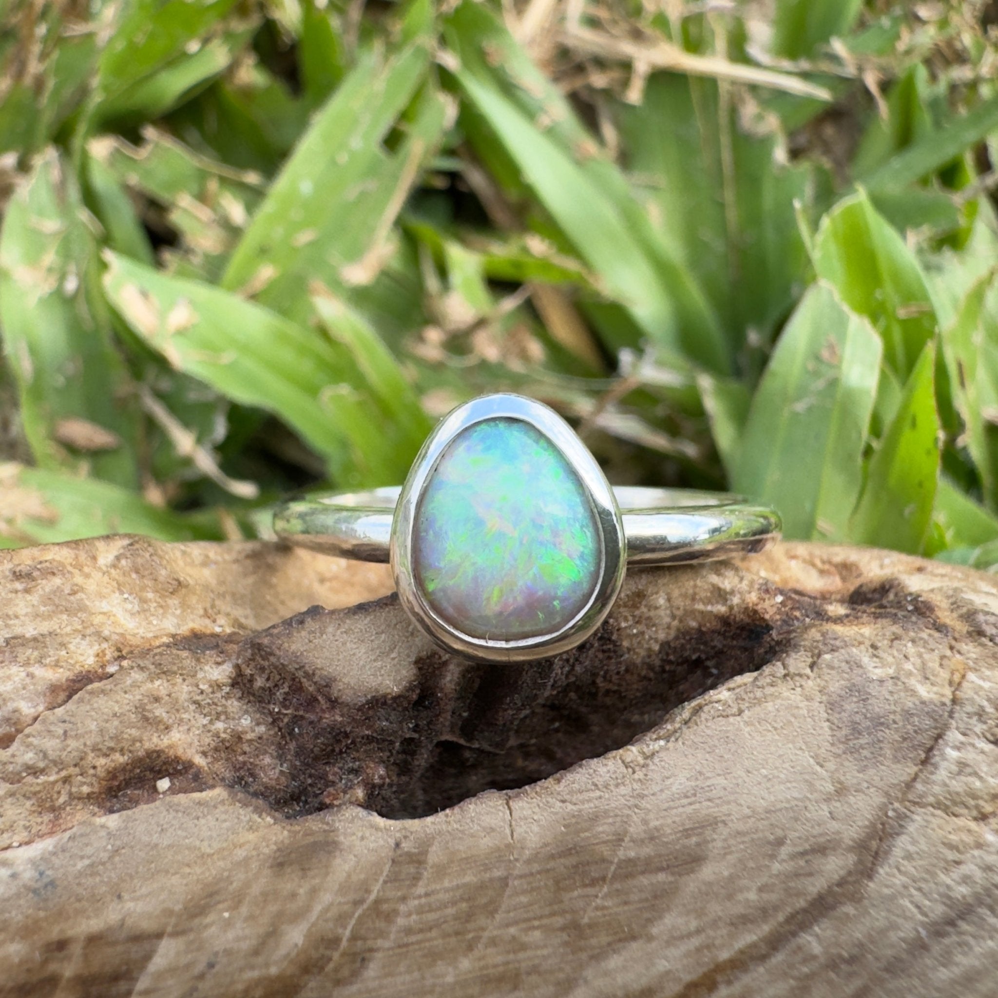 0.7ct Lightning Ridge Opal Ring ~ 'Murramarang Wash' | 925 Sterling Silver | Solid Australian Opal