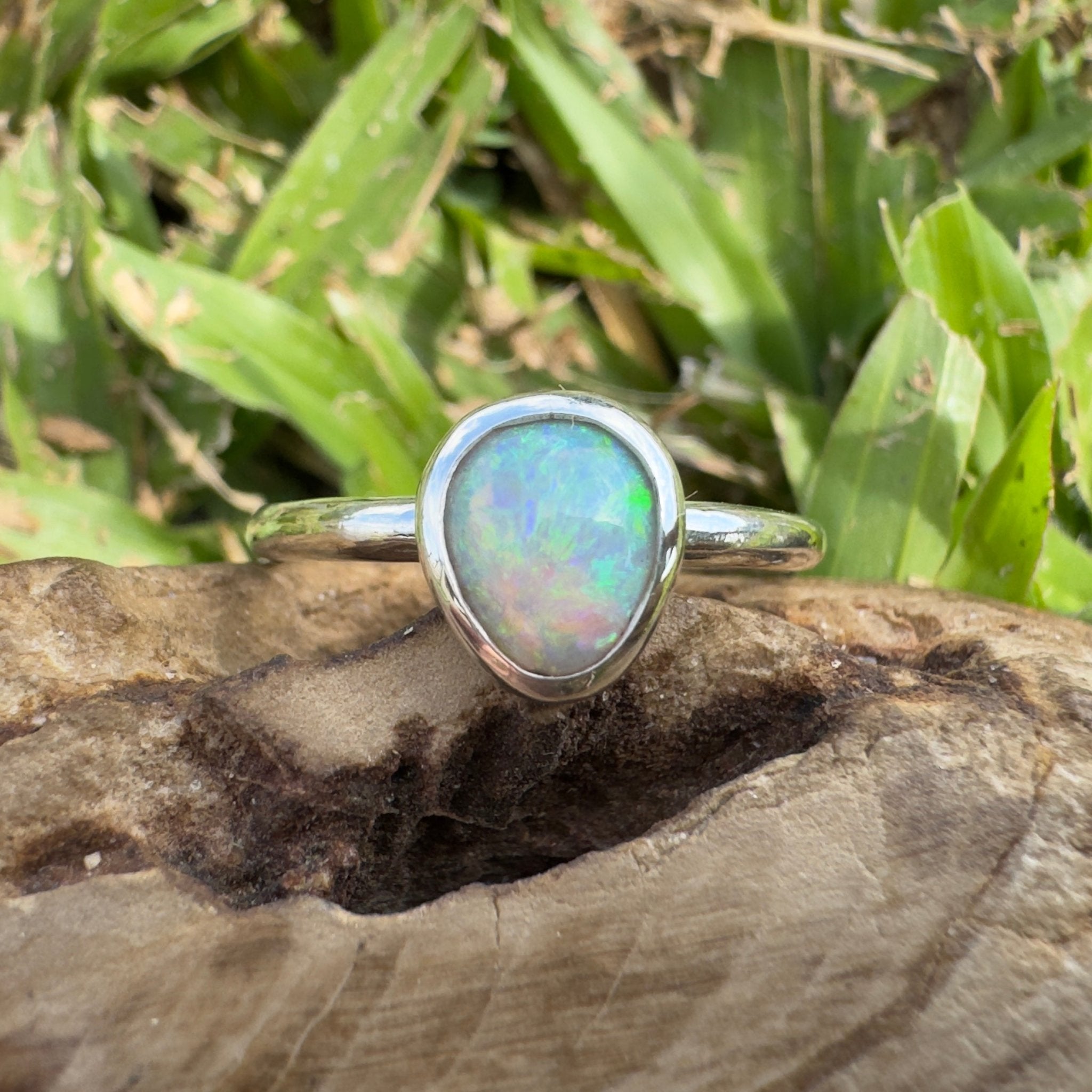 0.7ct Lightning Ridge Opal Ring ~ 'Murramarang Wash' | 925 Sterling Silver | Solid Australian Opal