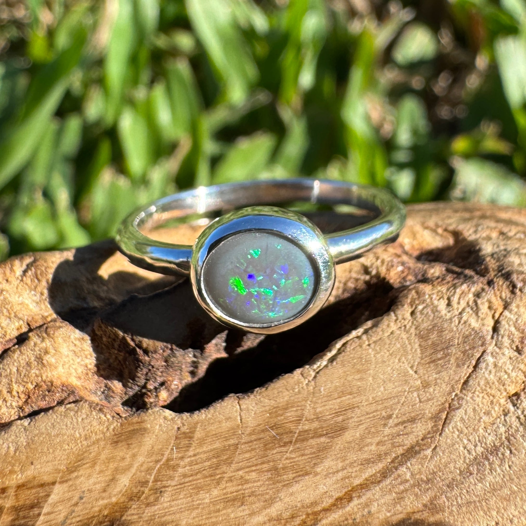 0.7ct Lightning Ridge Opal Ring ~ 'Otway Glow' | 925 Sterling Silver | Solid Australian Opal