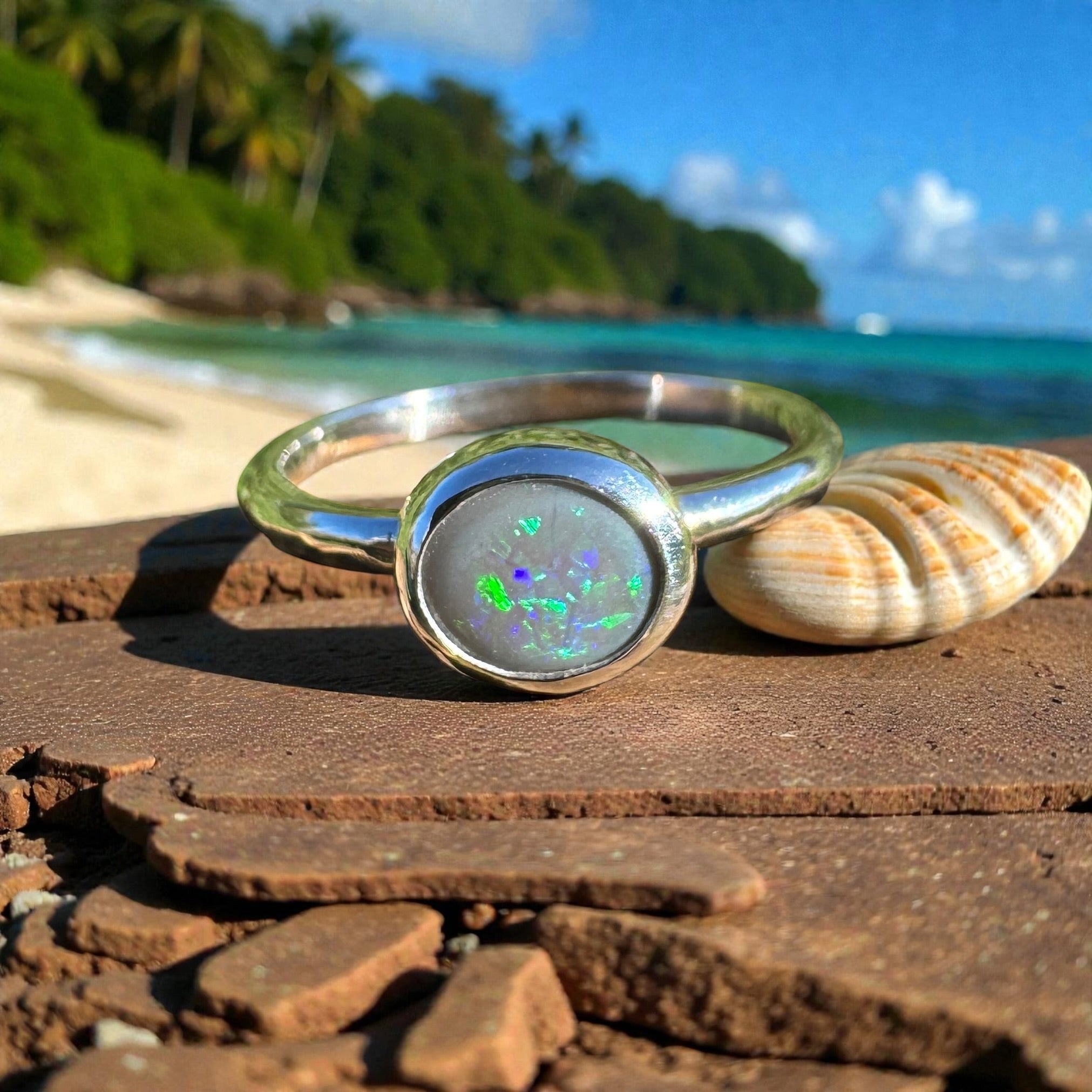 0.7ct Lightning Ridge Opal Ring ~ 'Otway Glow' | 925 Sterling Silver | Solid Australian Opal