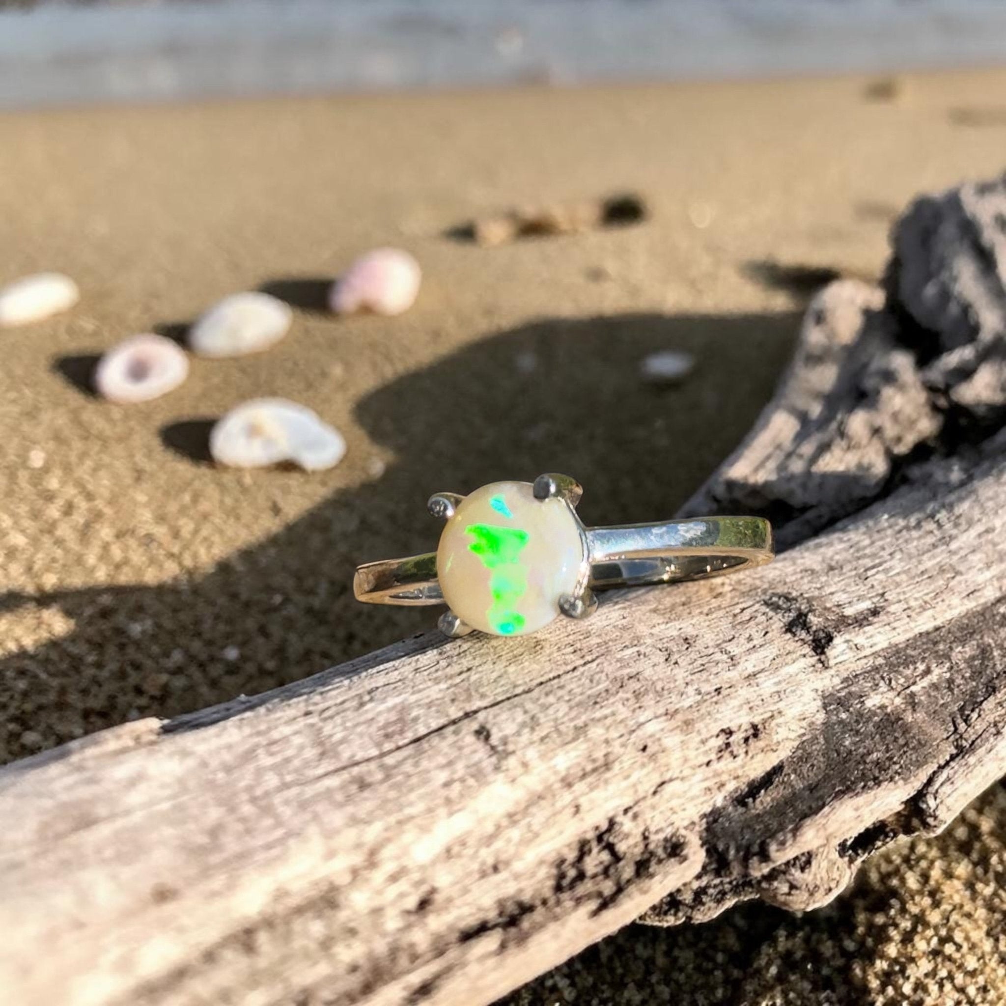 0.7ct Lightning Ridge Opal Ring ~ 'Trinity Tide Light' | 925 Sterling Silver | Solid Australian Opal