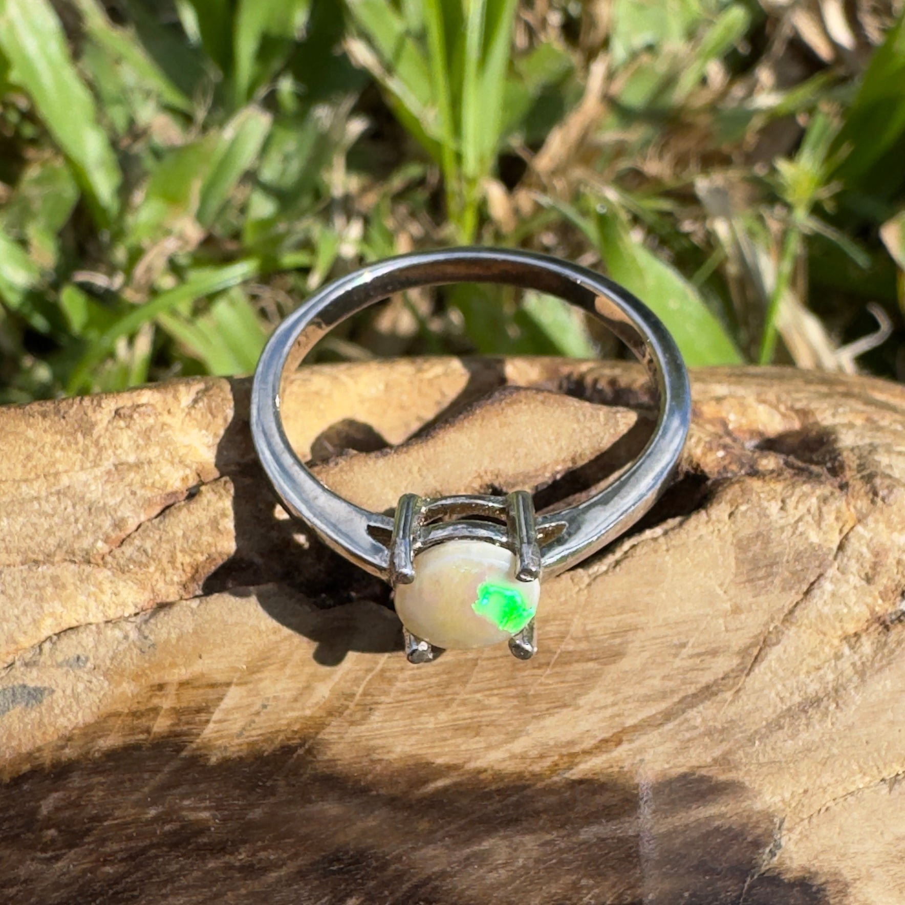 0.7ct Lightning Ridge Opal Ring ~ 'Trinity Tide Light' | 925 Sterling Silver | Solid Australian Opal