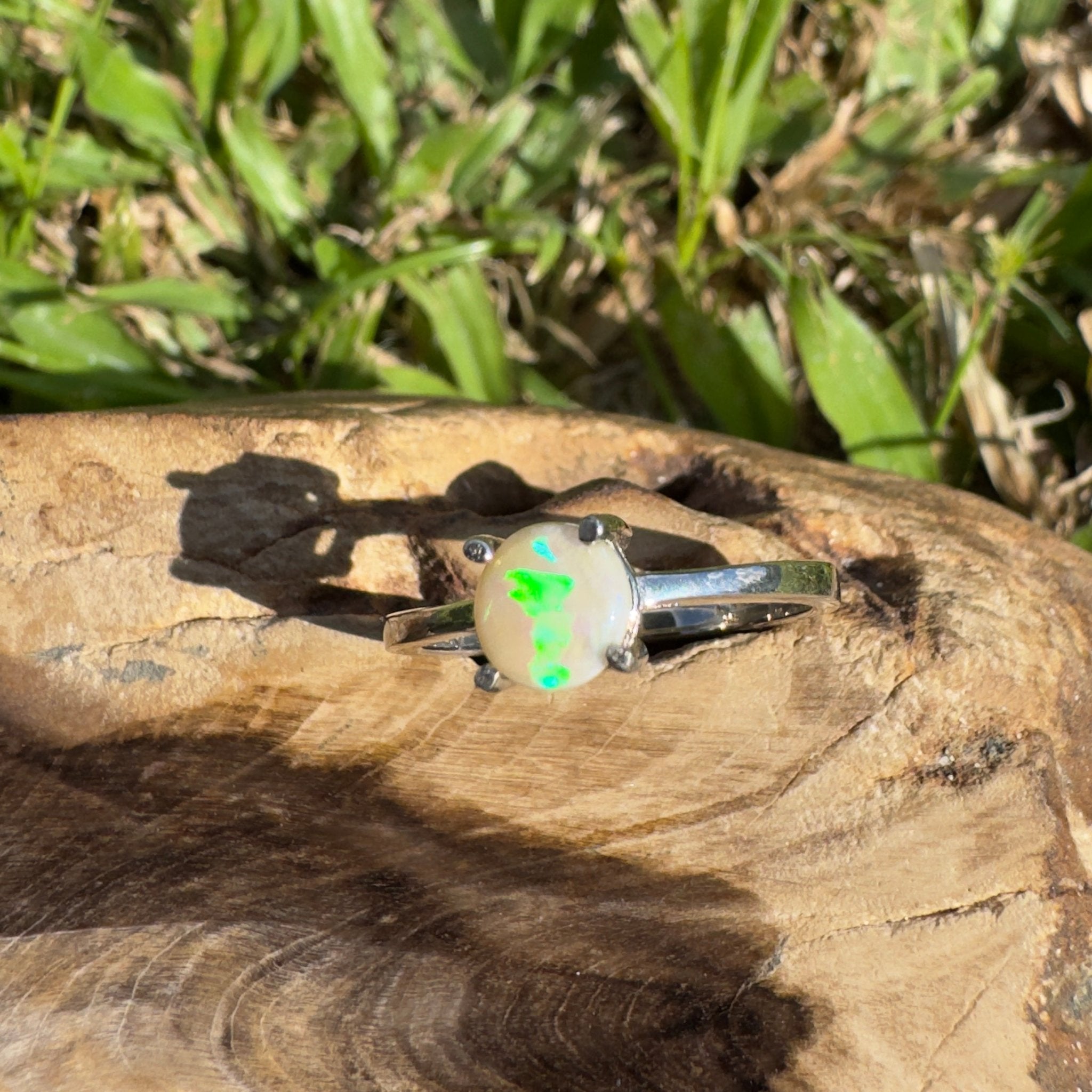 0.7ct Lightning Ridge Opal Ring ~ 'Trinity Tide Light' | 925 Sterling Silver | Solid Australian Opal