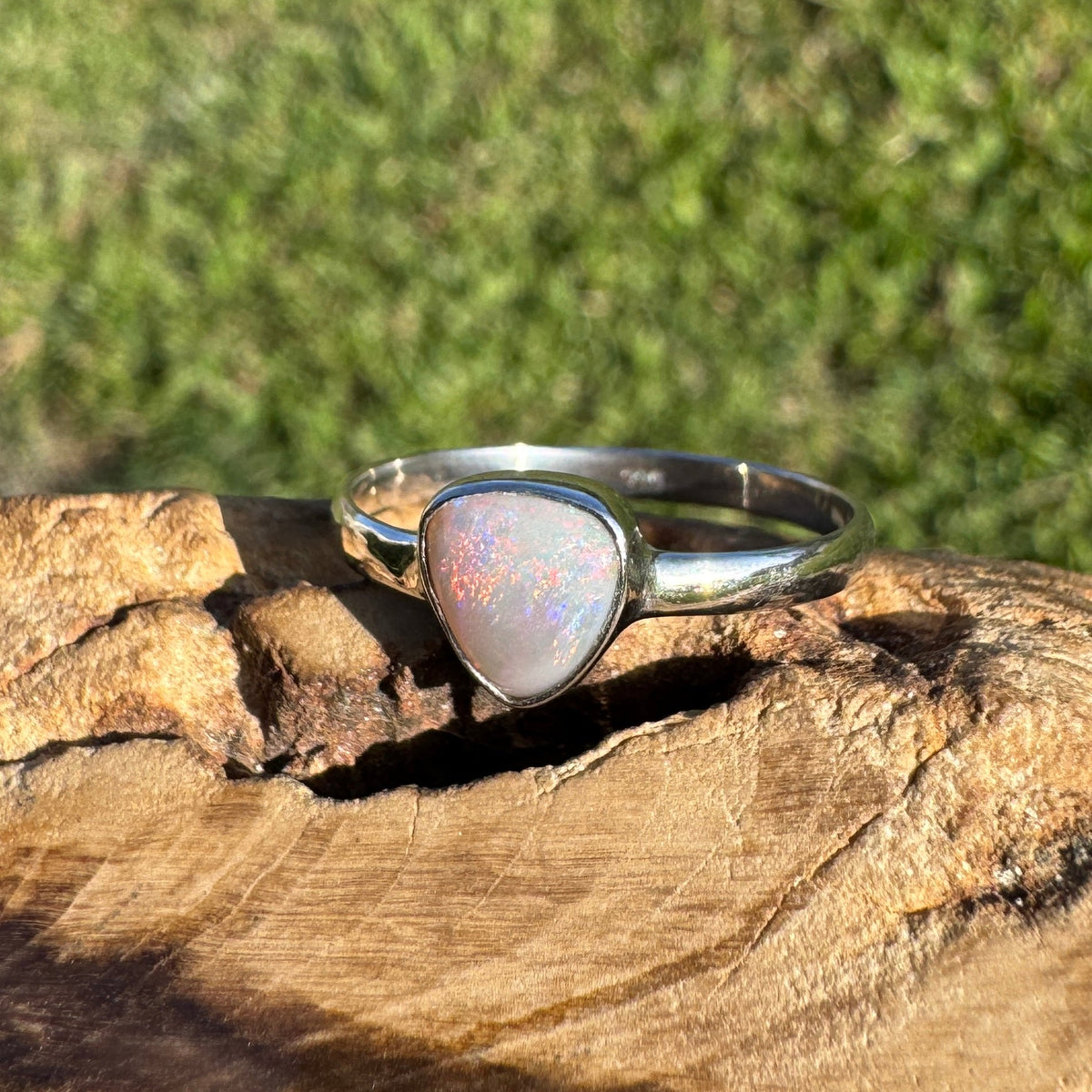 0.7ct Lightning Ridge Opal Ring ~ 'Woolgoolga Ember' | 925 Sterling Silver | Solid Australian Opal