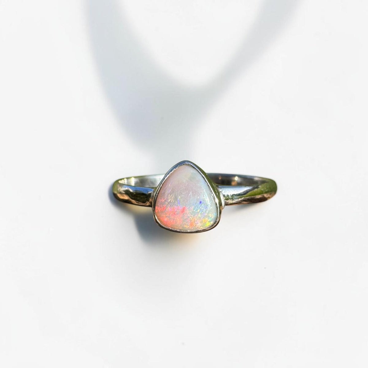 0.7ct Lightning Ridge Opal Ring ~ 'Woolgoolga Ember' | 925 Sterling Silver | Solid Australian Opal