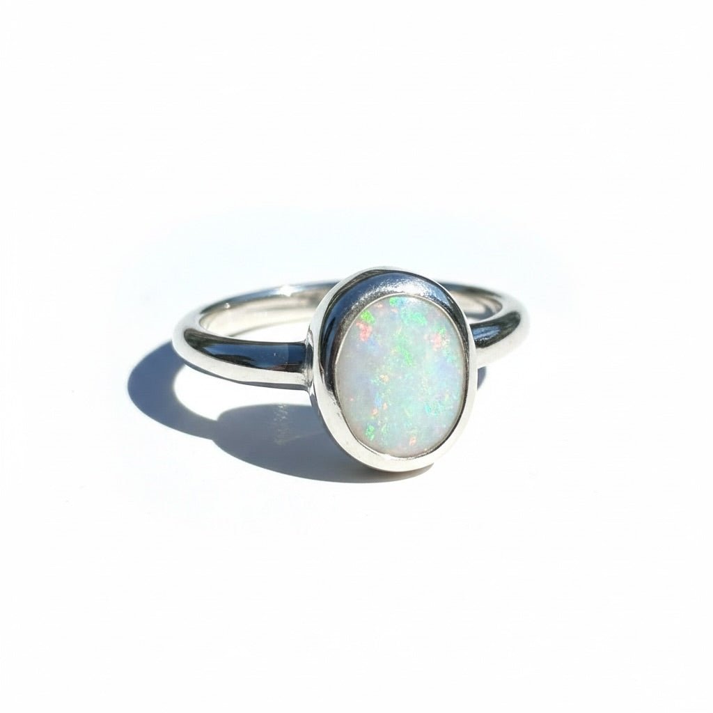0.8ct Australian Solid Lightning Ridge Opal Ring ~ 'Coral Ember' | 925 Sterling Silver | Solid Australian Opal