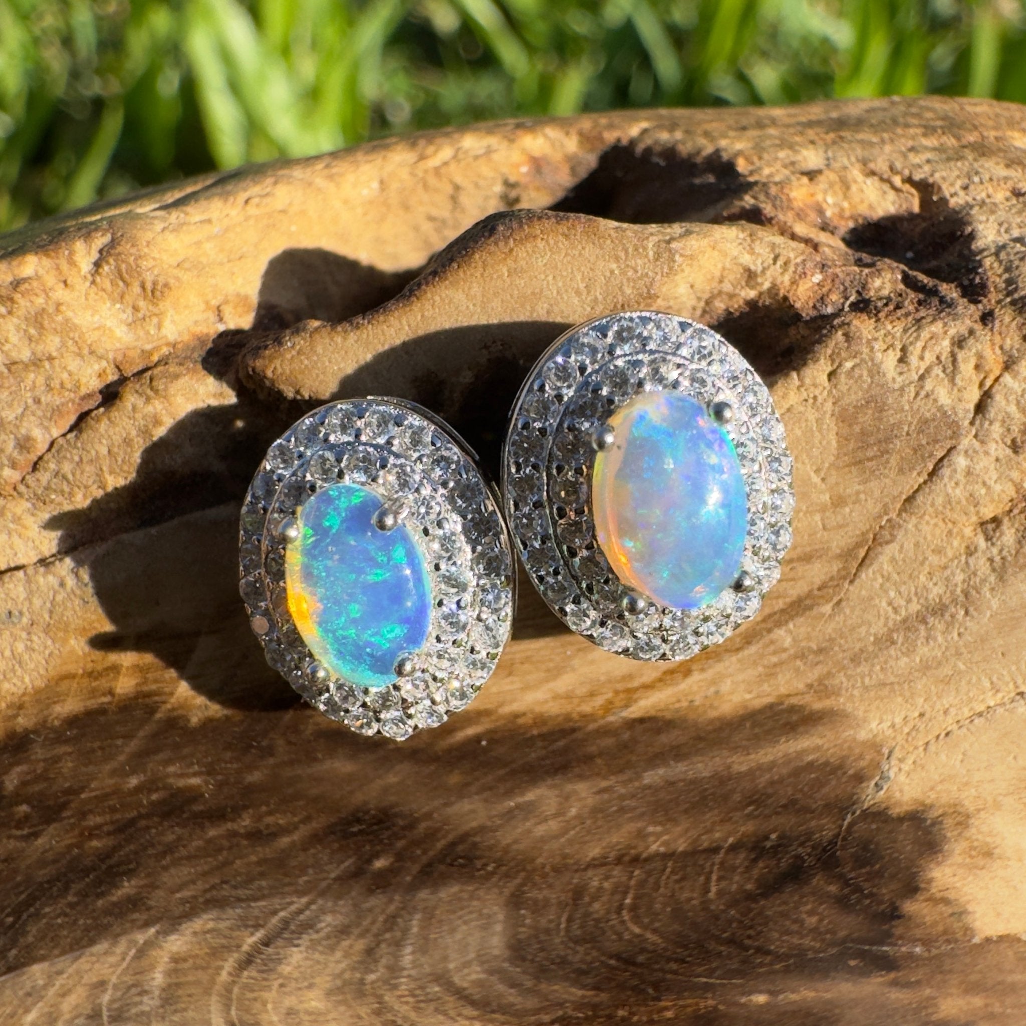 0.8ct Coober Pedy Crystal Opal Earrings ~ 'Bremer Bay Prism' | 925 Sterling Silver | Solid Australian Opal