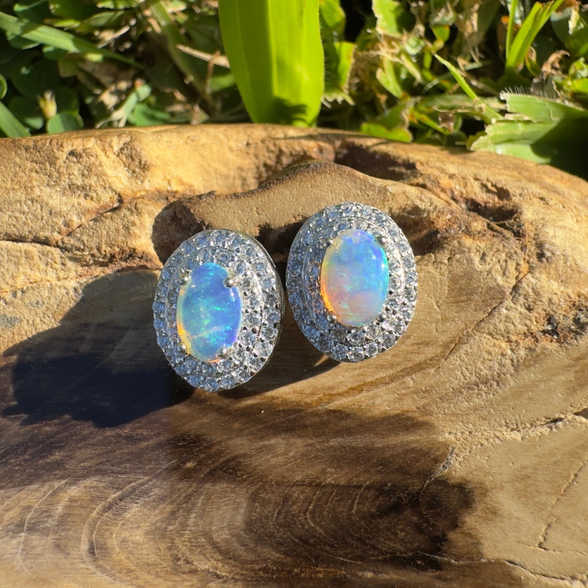 0.8ct Coober Pedy Crystal Opal Earrings ~ 'Bremer Bay Prism' | 925 Sterling Silver | Solid Australian Opal