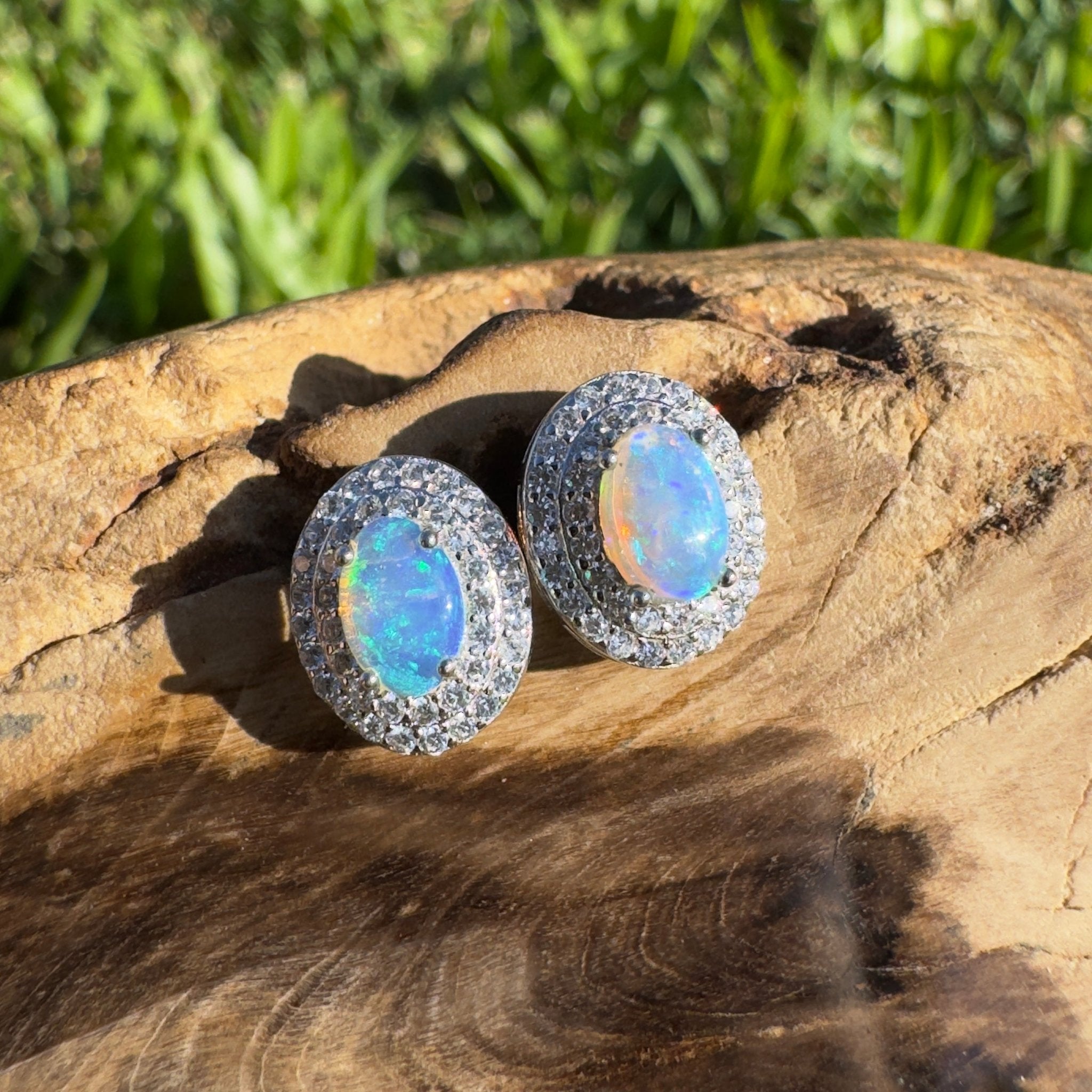 0.8ct Coober Pedy Crystal Opal Earrings ~ 'Bremer Bay Prism' | 925 Sterling Silver | Solid Australian Opal
