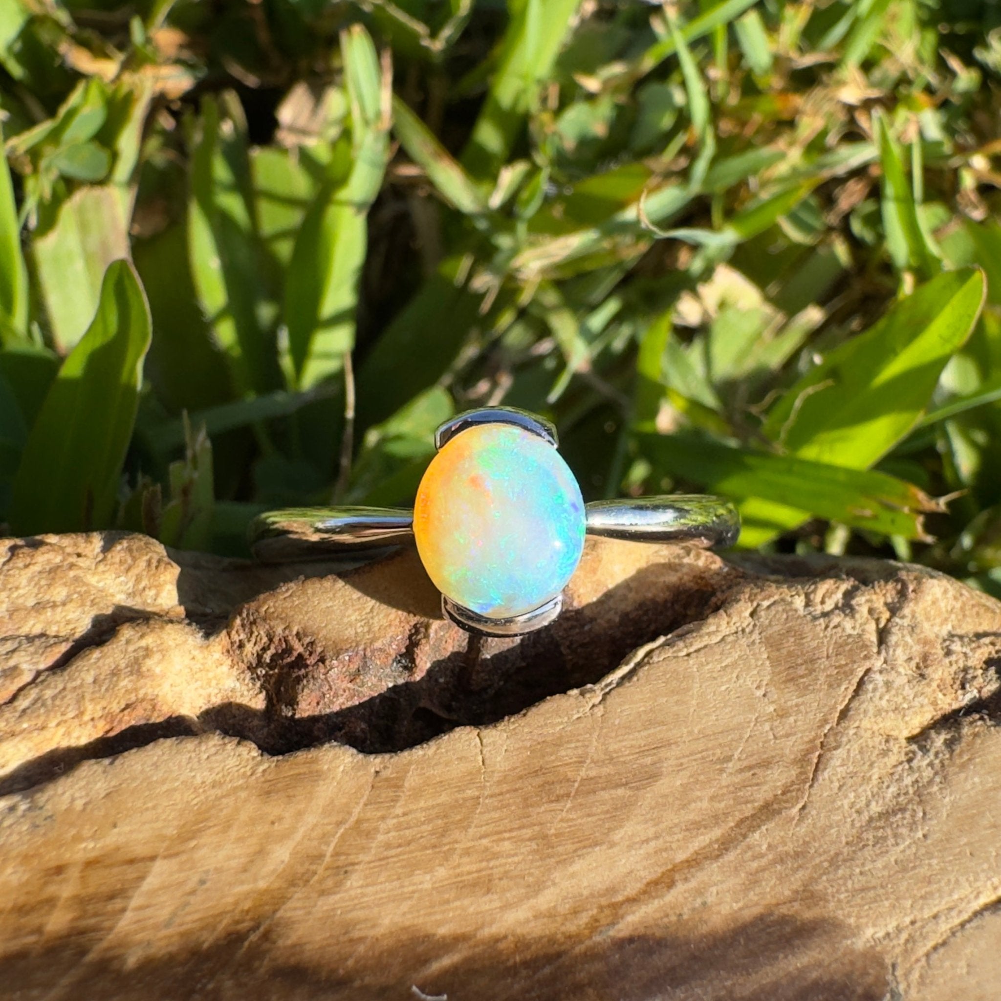 0.8ct Coober Pedy Crystal Opal Ring ~ 'Curl Curl Blues' | 925 Sterling Silver | Solid Australian Opal