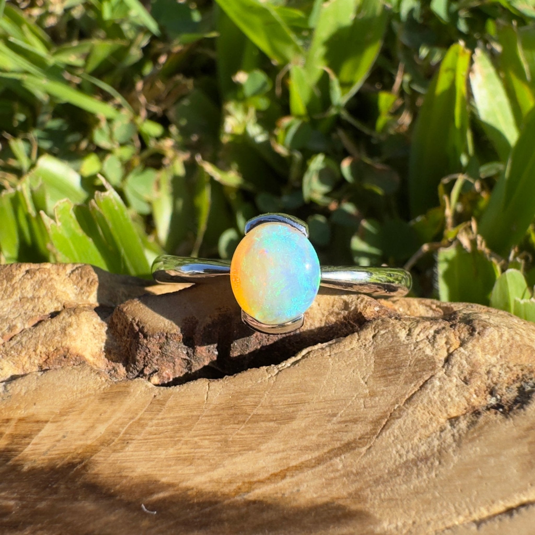 0.8ct Coober Pedy Crystal Opal Ring ~ 'Curl Curl Blues' | 925 Sterling Silver | Solid Australian Opal