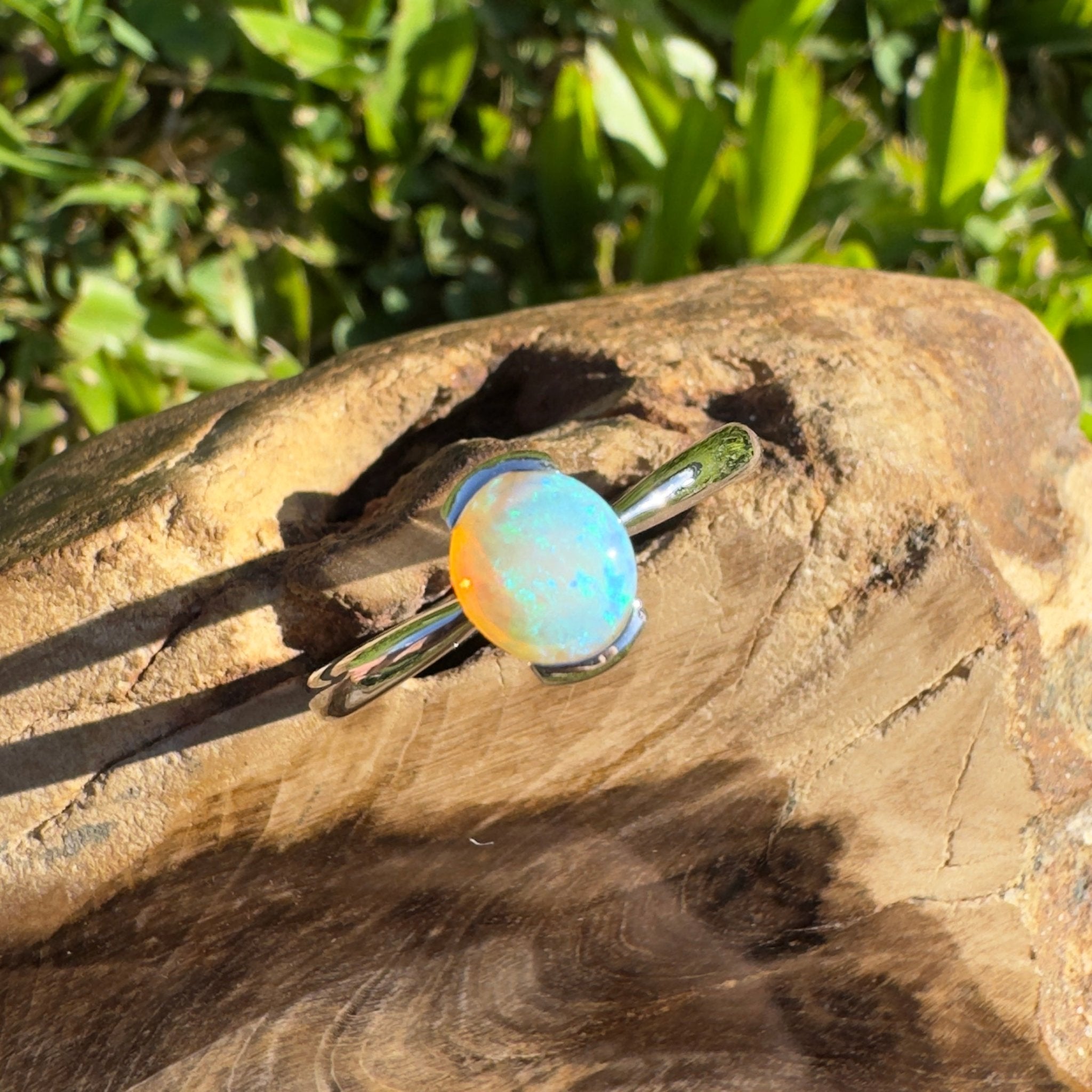 0.8ct Coober Pedy Crystal Opal Ring ~ 'Curl Curl Blues' | 925 Sterling Silver | Solid Australian Opal