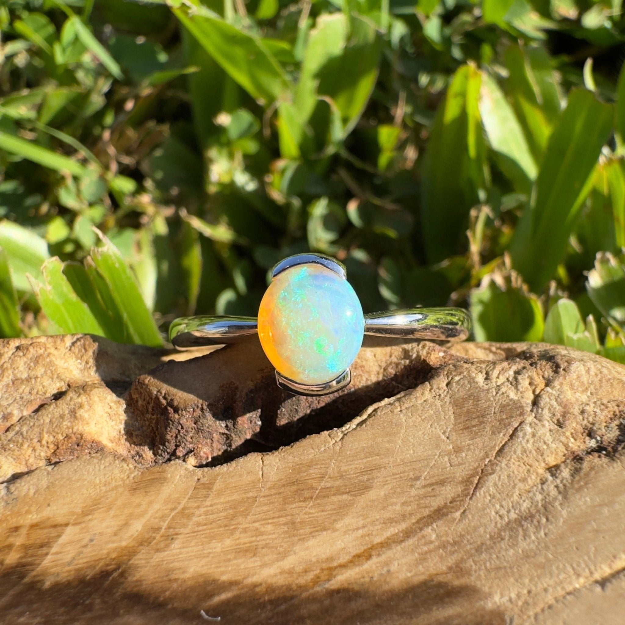 0.8ct Coober Pedy Crystal Opal Ring ~ 'Curl Curl Blues' | 925 Sterling Silver | Solid Australian Opal