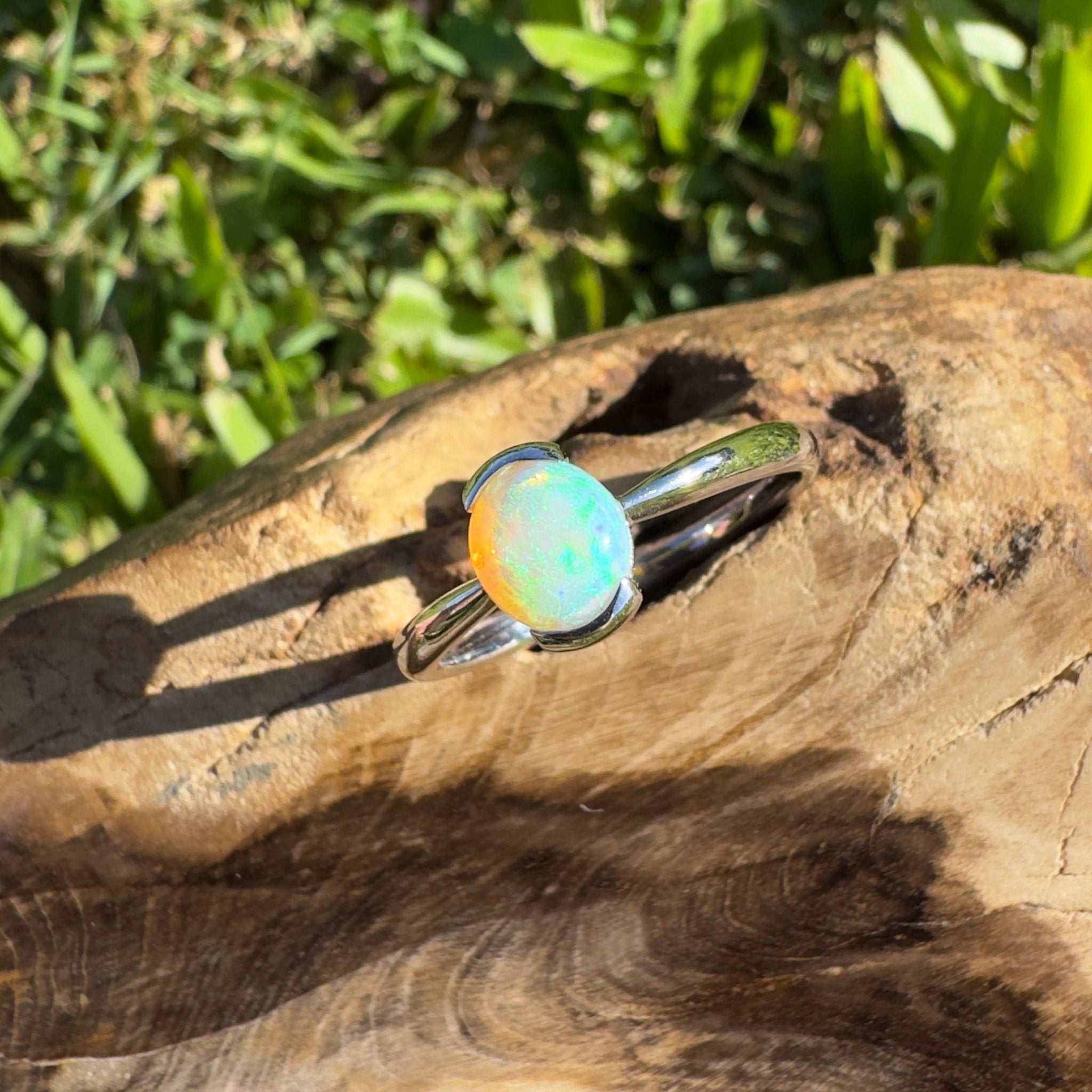 0.8ct Coober Pedy Crystal Opal Ring ~ 'Curl Curl Blues' | 925 Sterling Silver | Solid Australian Opal