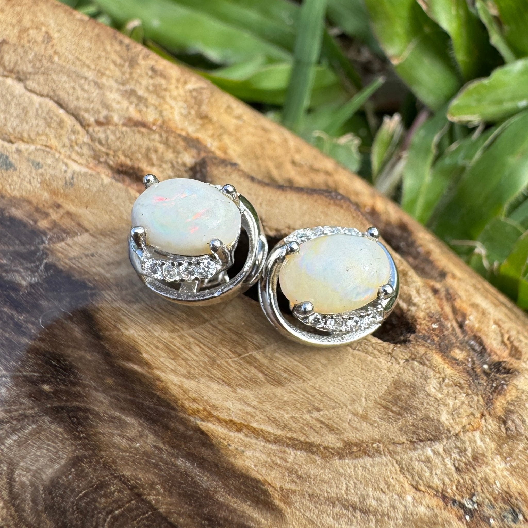 0.8ct Coober Pedy Opal Earrings ~ 'Endeavour Cove' | 925 Sterling Silver | Solid Australian Opal