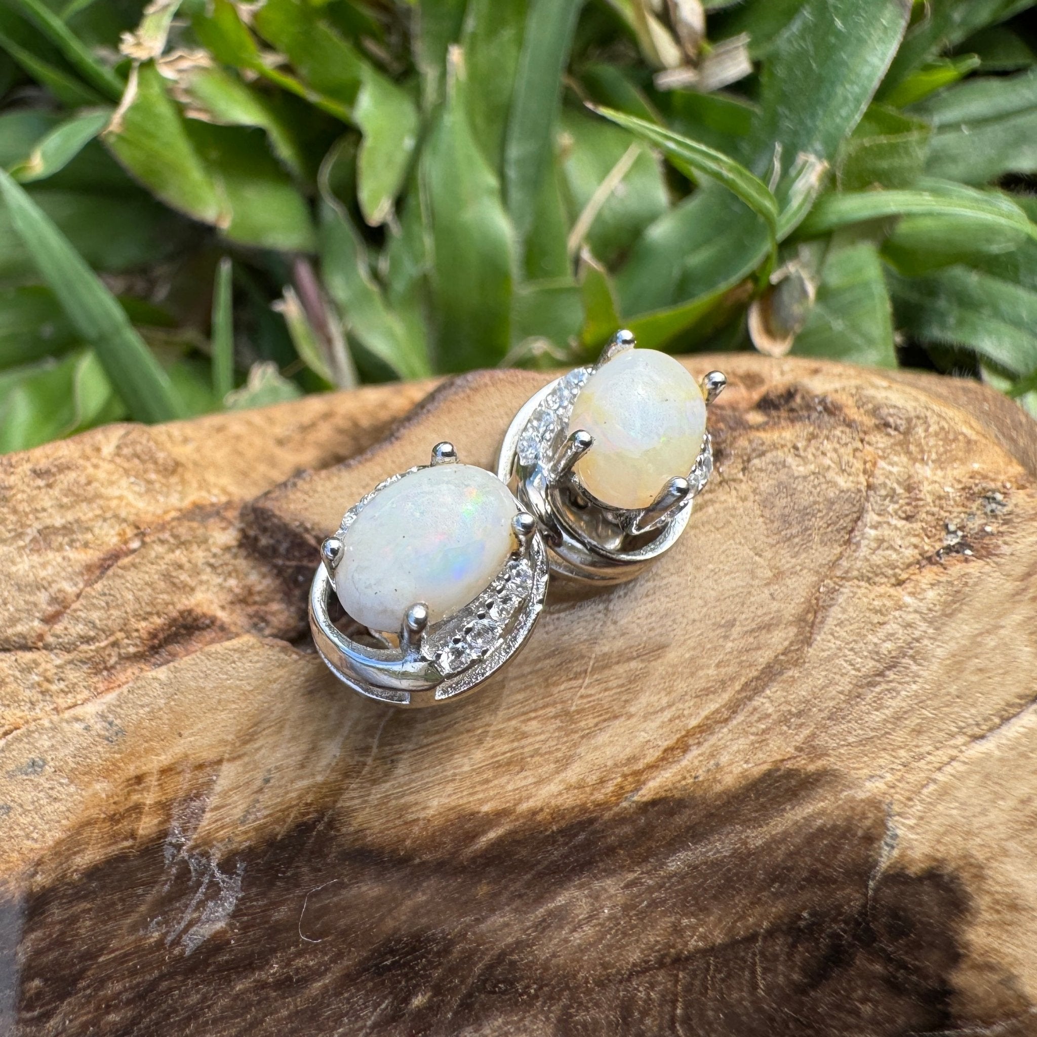 0.8ct Coober Pedy Opal Earrings ~ 'Endeavour Cove' | 925 Sterling Silver | Solid Australian Opal