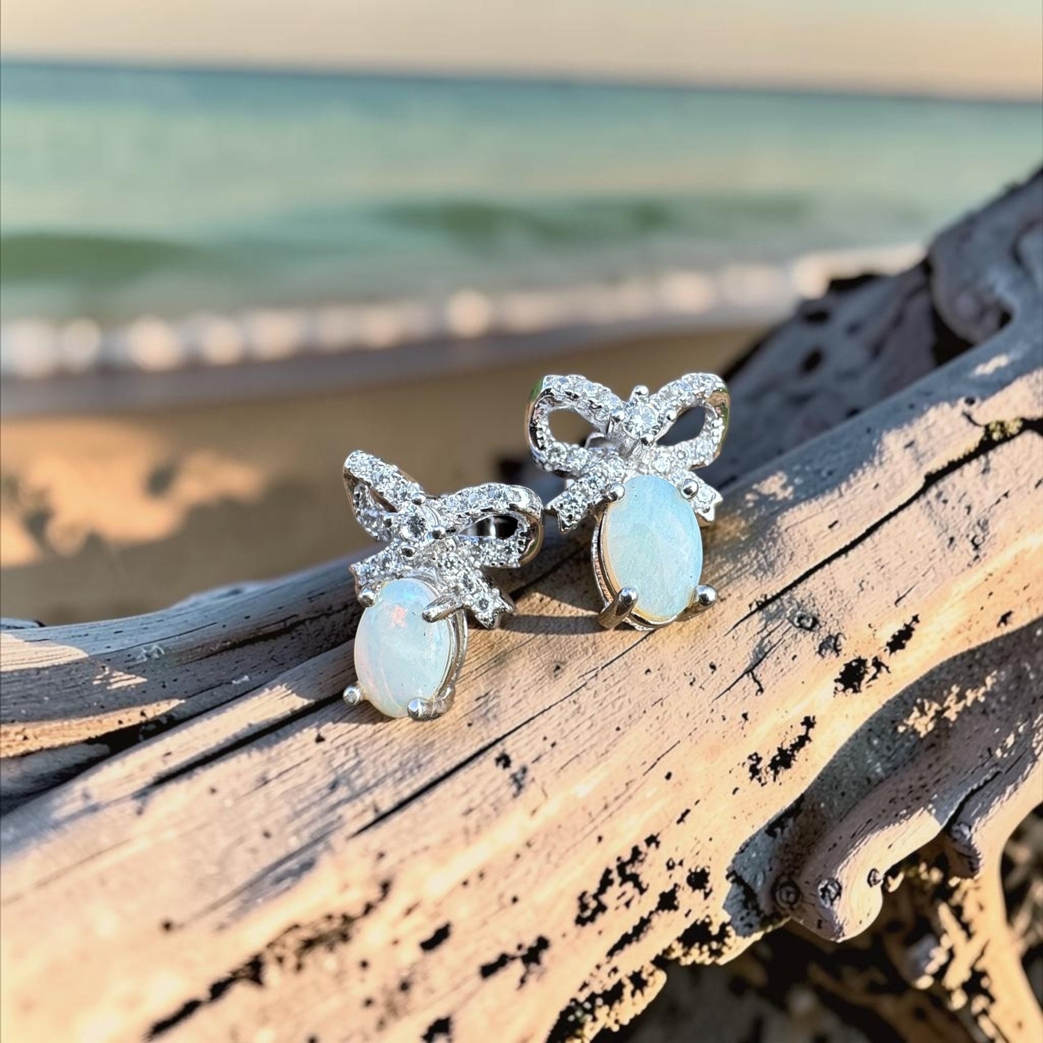 0.8ct Coober Pedy Opal Earrings ~ 'Hinchinbrook Passage' | 925 Sterling Silver | Solid Australian Opal