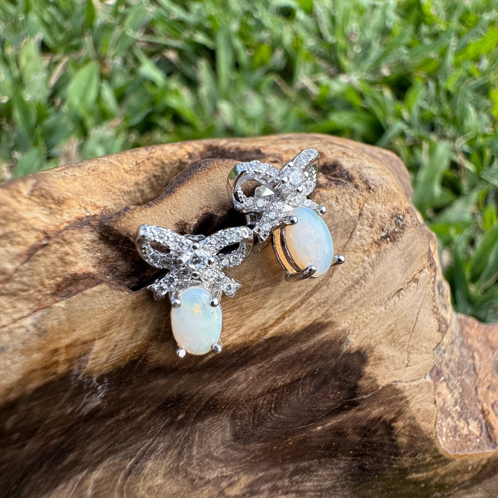 0.8ct Coober Pedy Opal Earrings ~ 'Hinchinbrook Passage' | 925 Sterling Silver | Solid Australian Opal