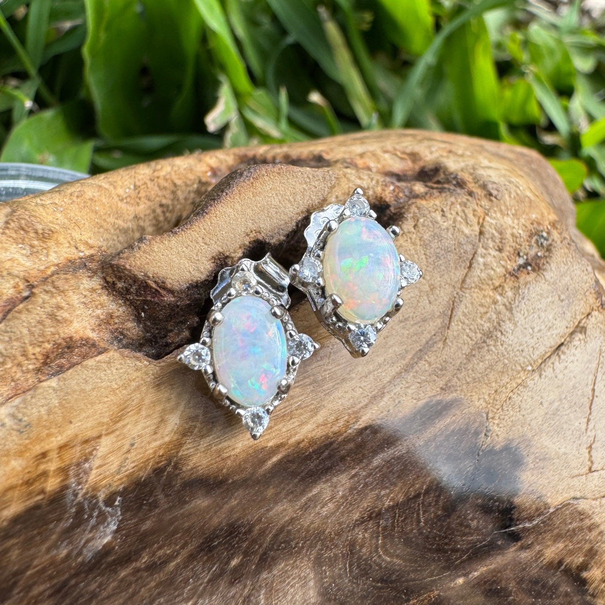 0.8ct Coober Pedy Opal Earrings ~ 'Port Douglas Sheen' | 925 Sterling Silver | Solid Australian Opal