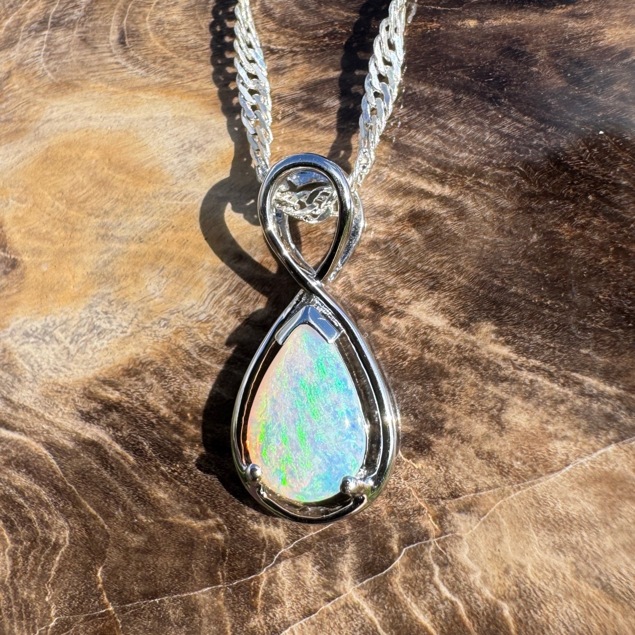 0.8ct Coober Pedy Opal Pendant Necklace ~ 'Fremantle Fresh' | 925 Sterling Silver | Solid Australian Opal