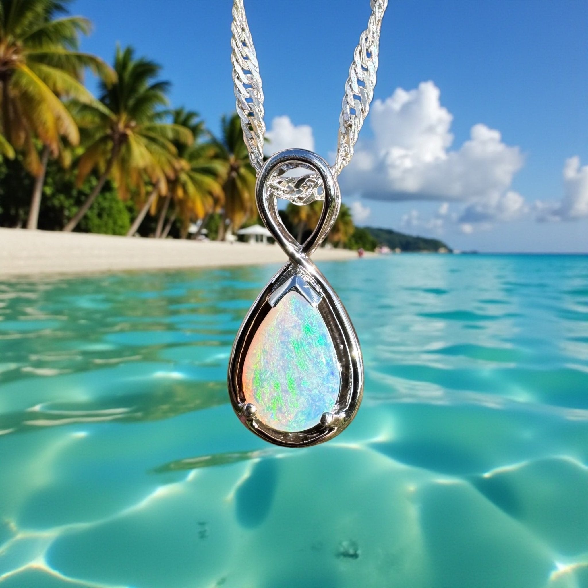 0.8ct Coober Pedy Opal Pendant Necklace ~ 'Fremantle Fresh' | 925 Sterling Silver | Solid Australian Opal
