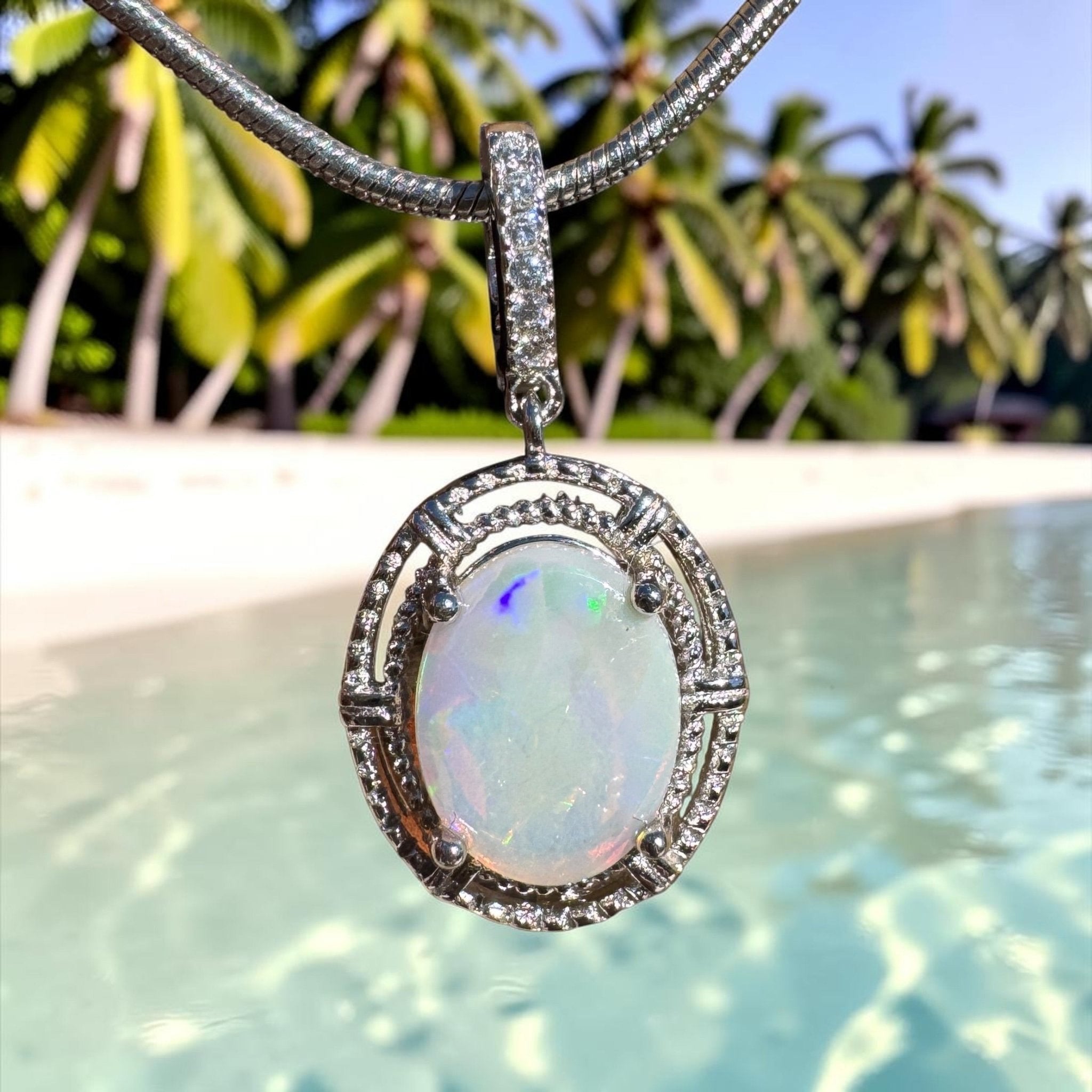 0.8ct Coober Pedy Opal Pendant Necklace ~ 'Katherine Gorge Amber' | 925 Sterling Silver | Solid Australian Opal