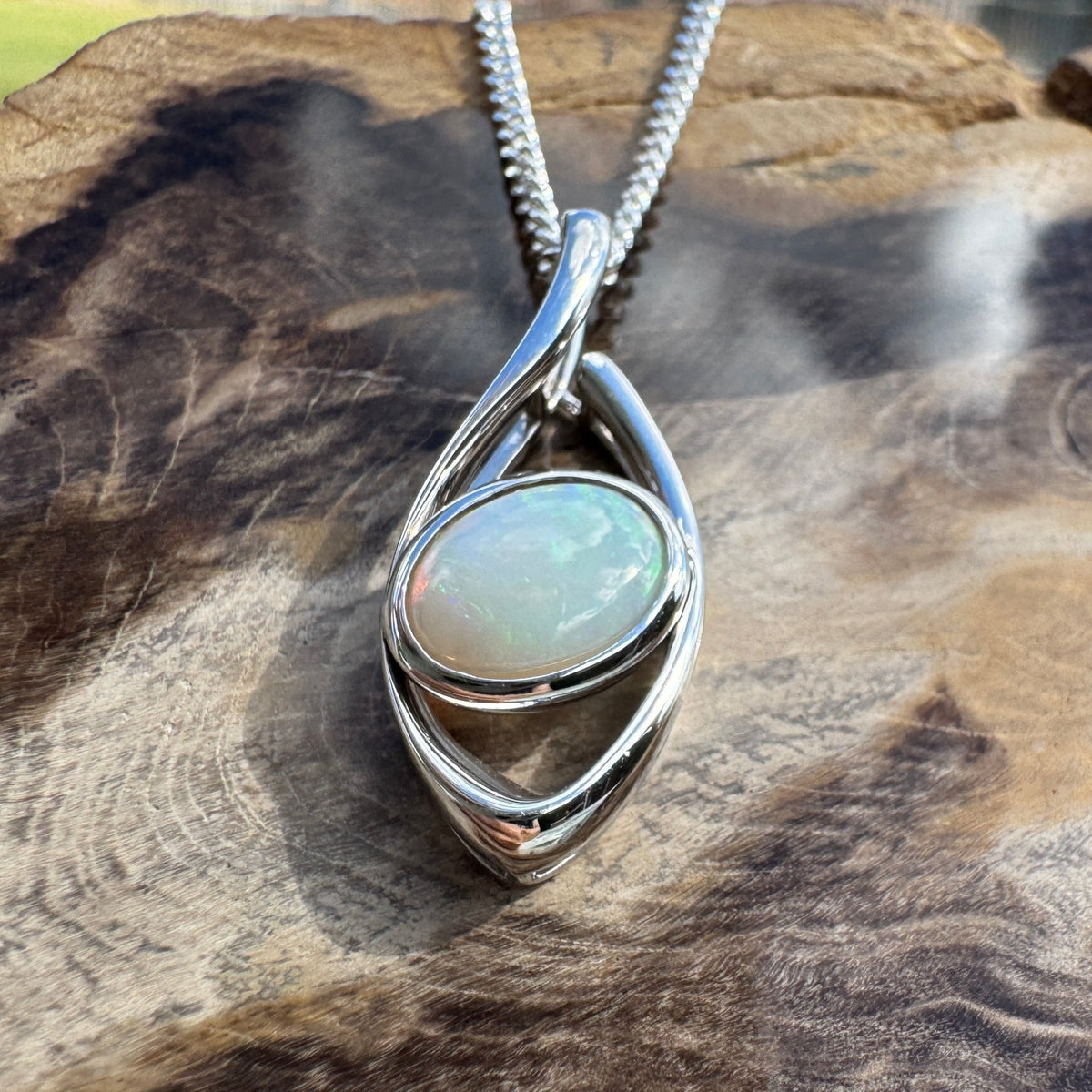 0.8ct Coober Pedy Opal Pendant Necklace ~ 'Kings Canyon Shadow' | 925 Sterling Silver | Solid Australian Opal