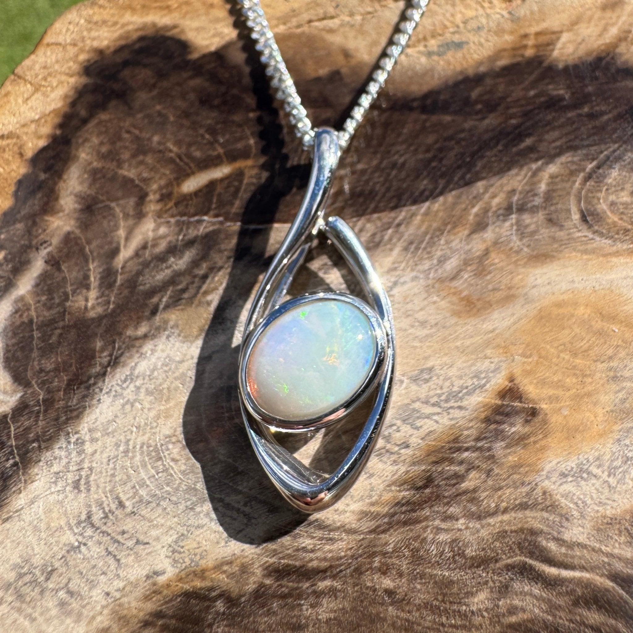 0.8ct Coober Pedy Opal Pendant Necklace ~ 'Kings Canyon Shadow' | 925 Sterling Silver | Solid Australian Opal