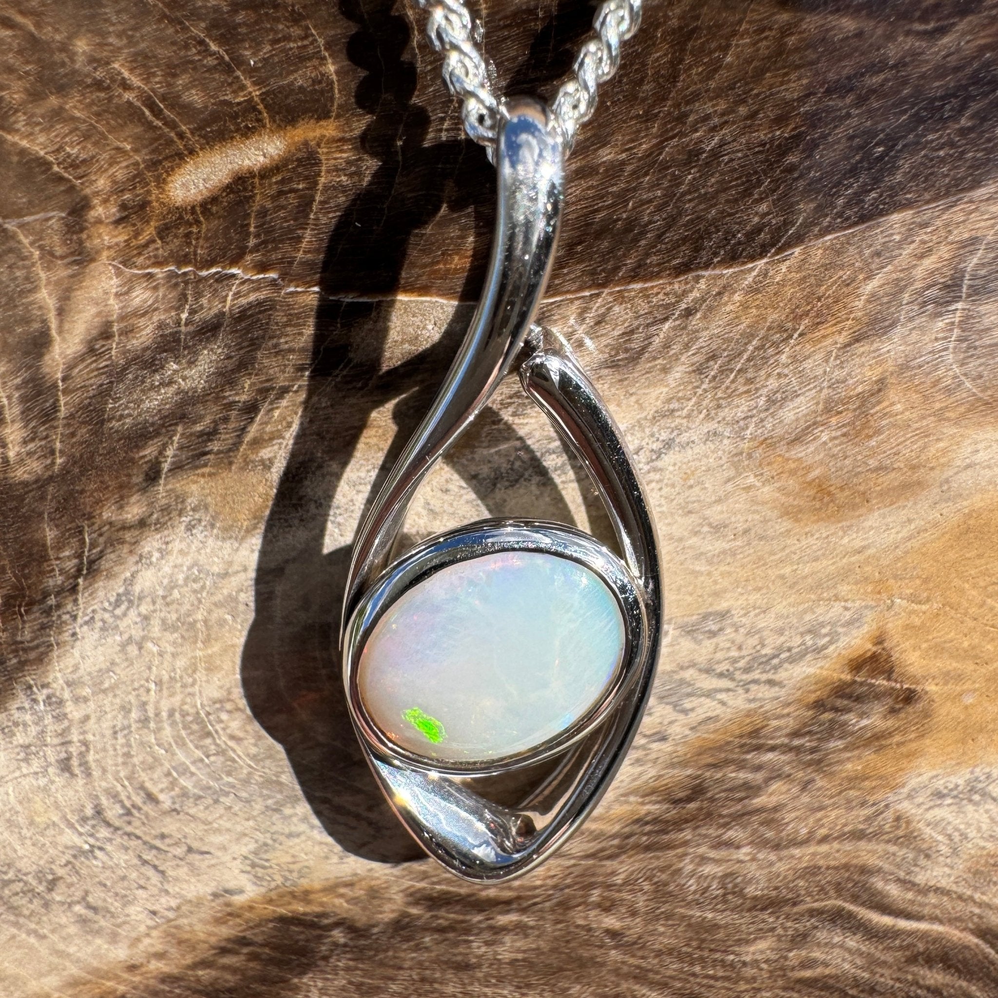 0.8ct Coober Pedy Opal Pendant Necklace ~ 'Kings Canyon Shadow' | 925 Sterling Silver | Solid Australian Opal