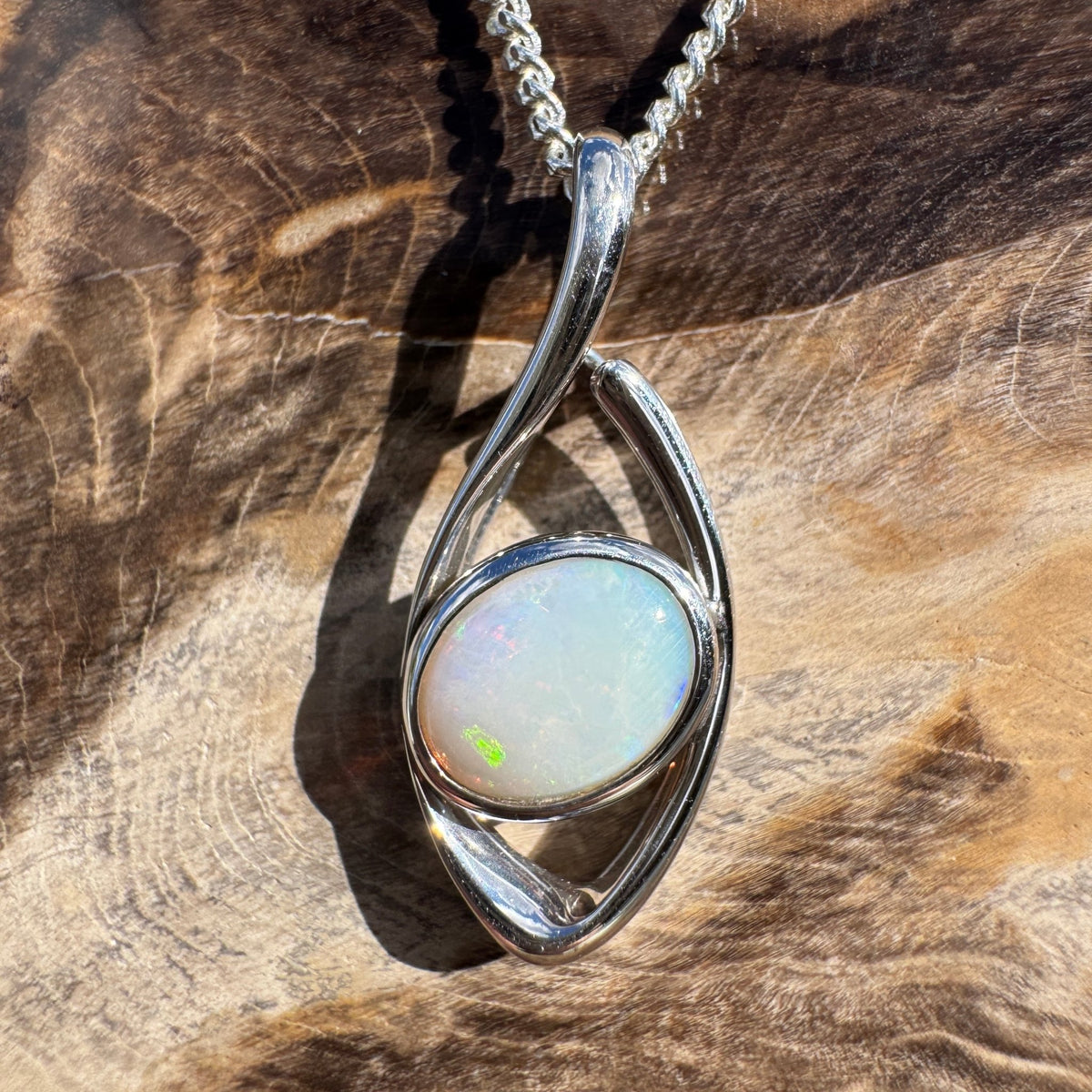 0.8ct Coober Pedy Opal Pendant Necklace ~ 'Kings Canyon Shadow' | 925 Sterling Silver | Solid Australian Opal