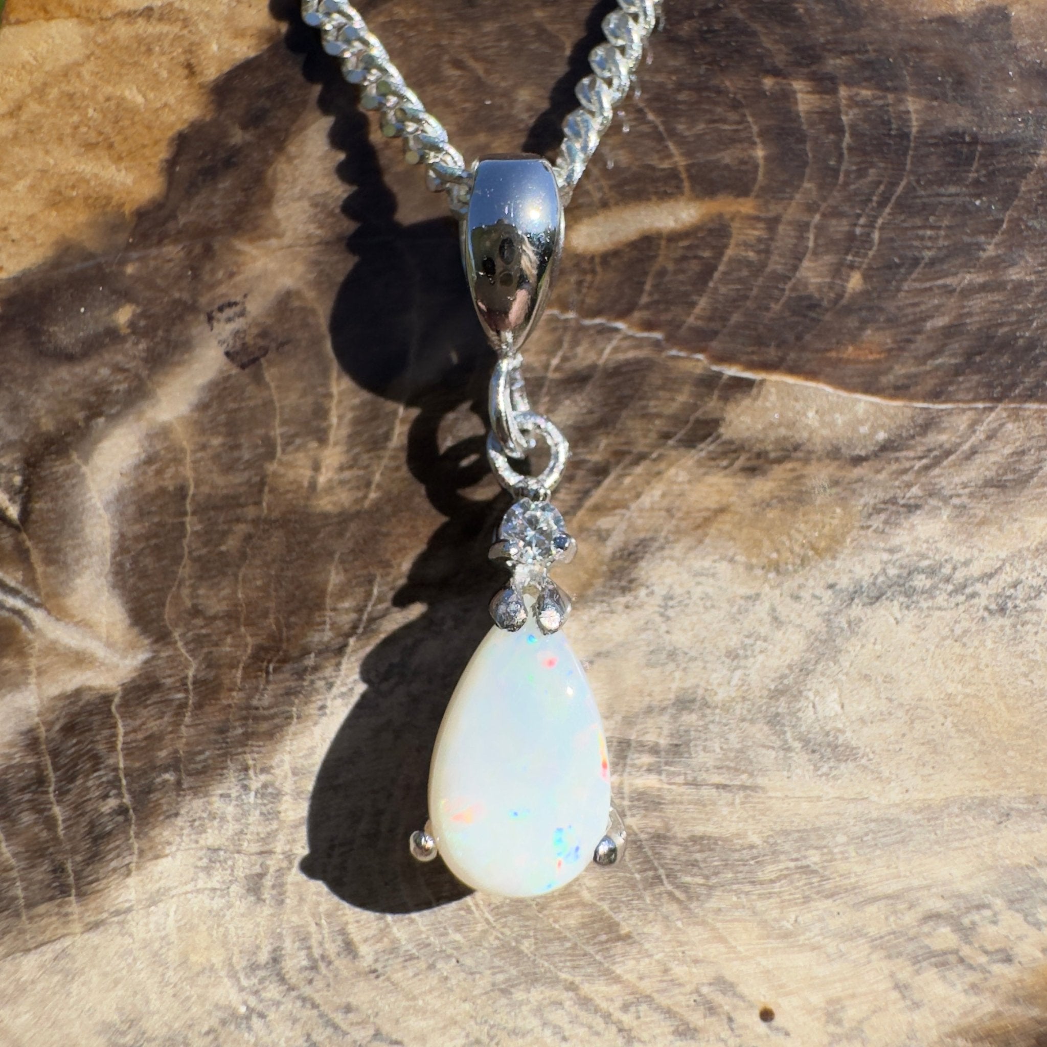 0.8ct Coober Pedy Opal Pendant Necklace ~ 'Lucky Bay Lustre ~' | 925 Sterling Silver | Solid Australian Opal