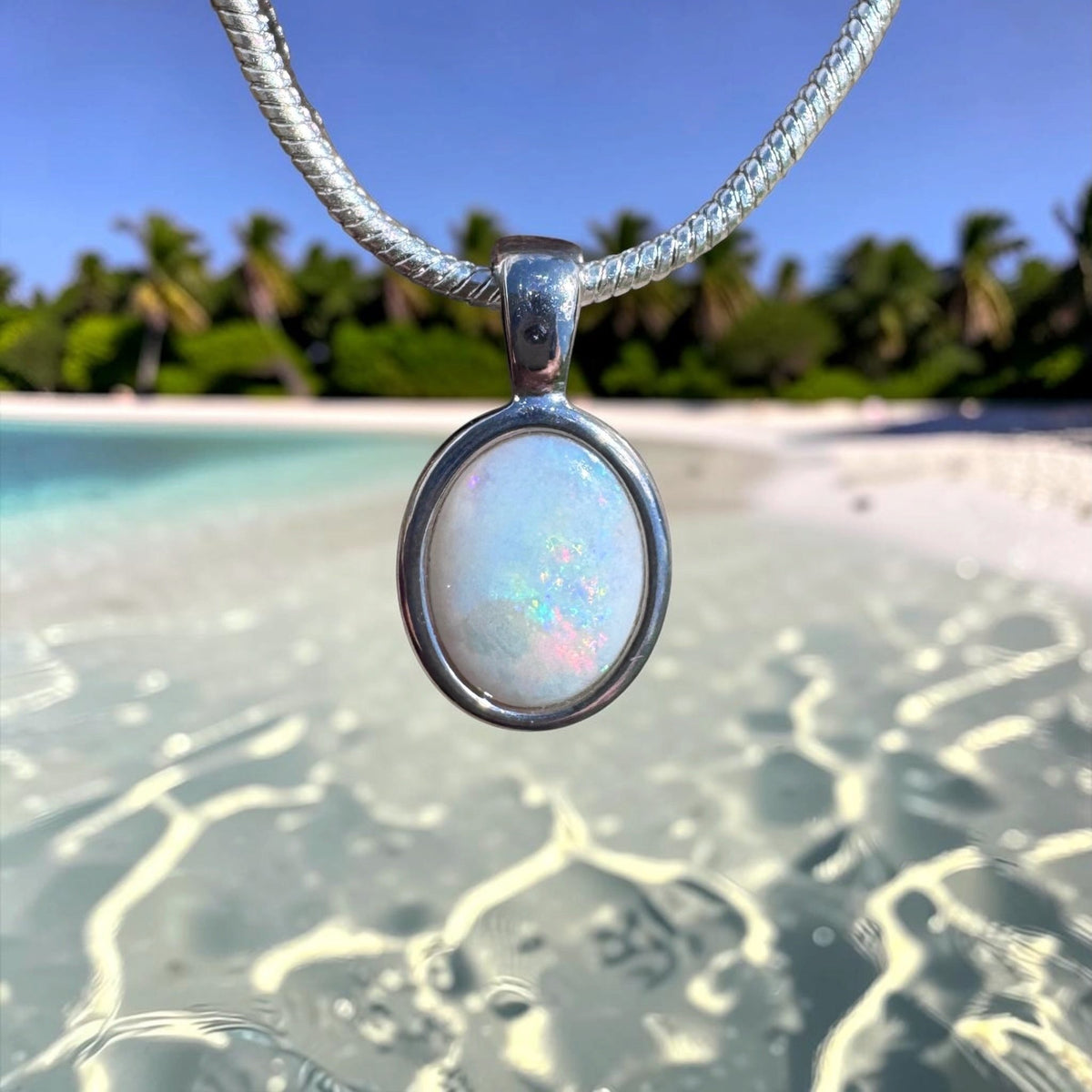 0.8ct Coober Pedy Opal Pendant Necklace ~ 'Mataranka Glow' | 925 Sterling Silver | Solid Australian Opal