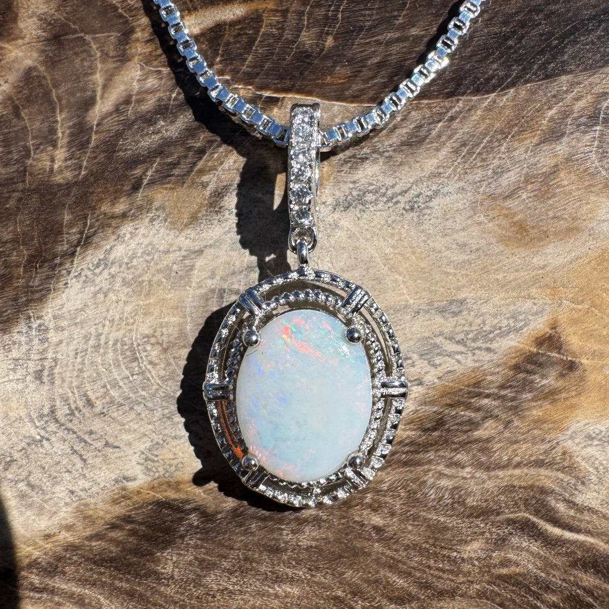 0.8ct Coober Pedy Opal Pendant Necklace ~ 'Mossman Gorge Amber' | 925 Sterling Silver | Solid Australian Opal
