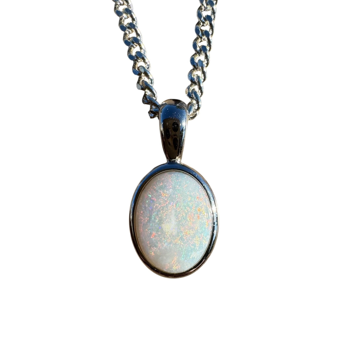 0.8ct Coober Pedy Opal Pendant Necklace ~ 'Otway Ridge Light' | 925 Sterling Silver | Solid Australian Opal