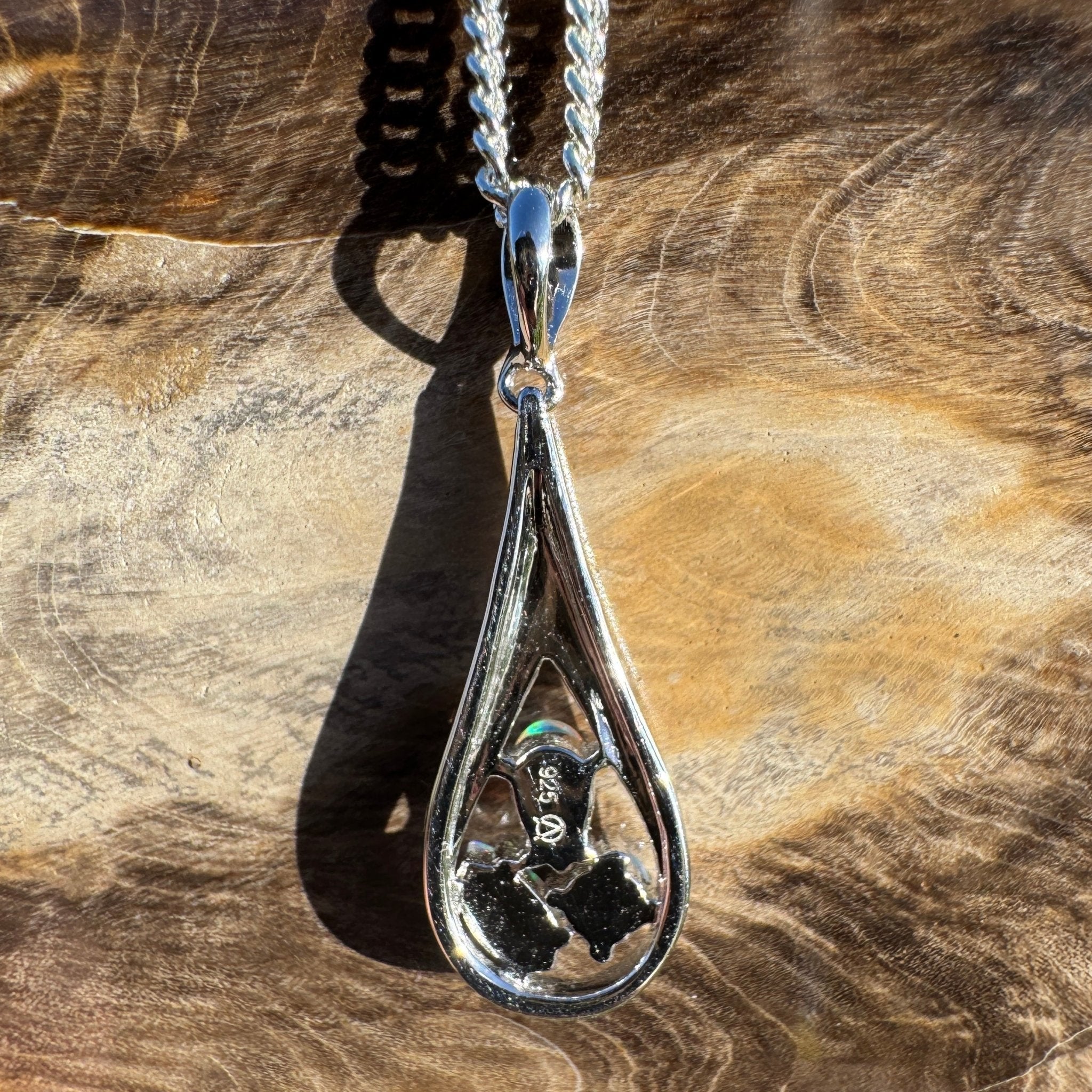 0.8ct Coober Pedy Opal Pendant Necklace ~ 'Quorn Valley Light' | 925 Sterling Silver | Solid Australian Opal