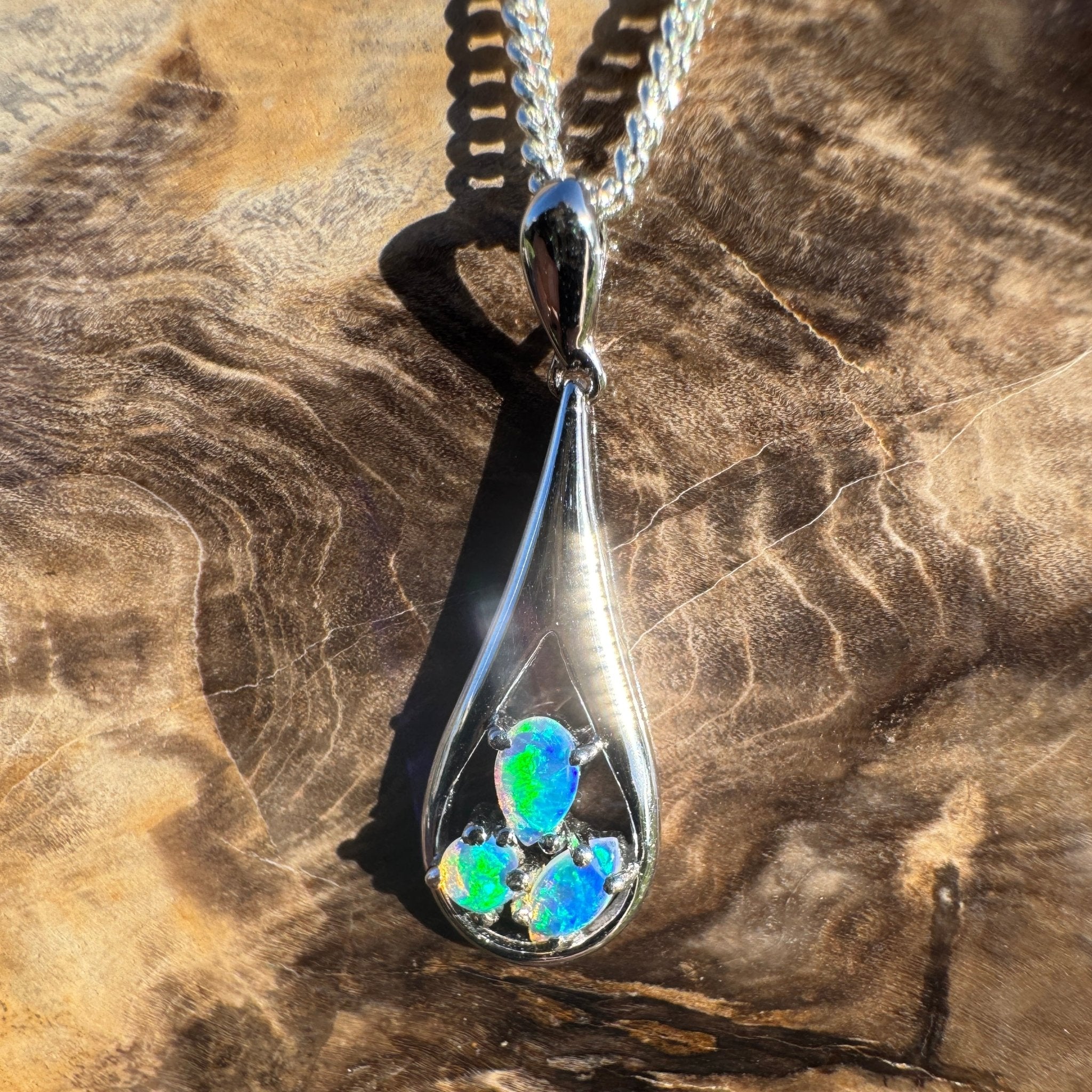0.8ct Coober Pedy Opal Pendant Necklace ~ 'Quorn Valley Light' | 925 Sterling Silver | Solid Australian Opal