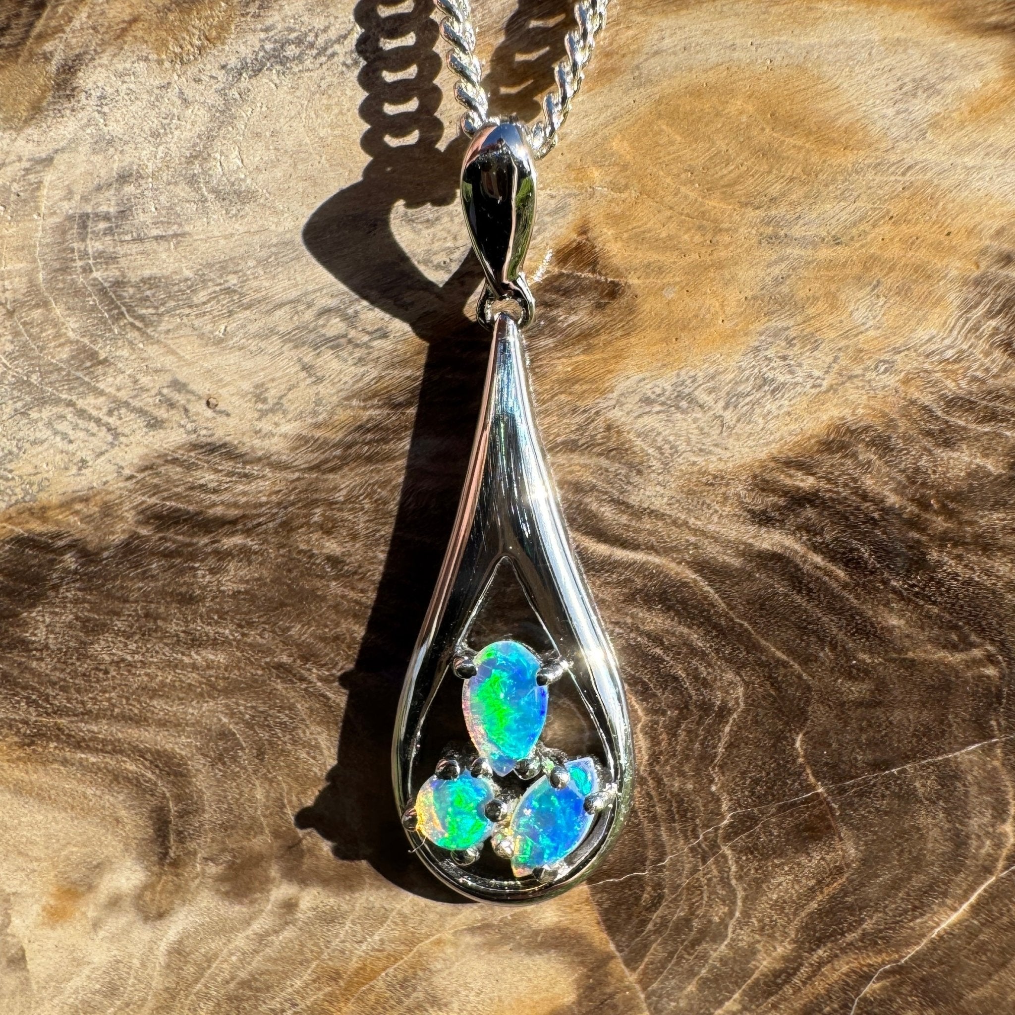 0.8ct Coober Pedy Opal Pendant Necklace ~ 'Quorn Valley Light' | 925 Sterling Silver | Solid Australian Opal