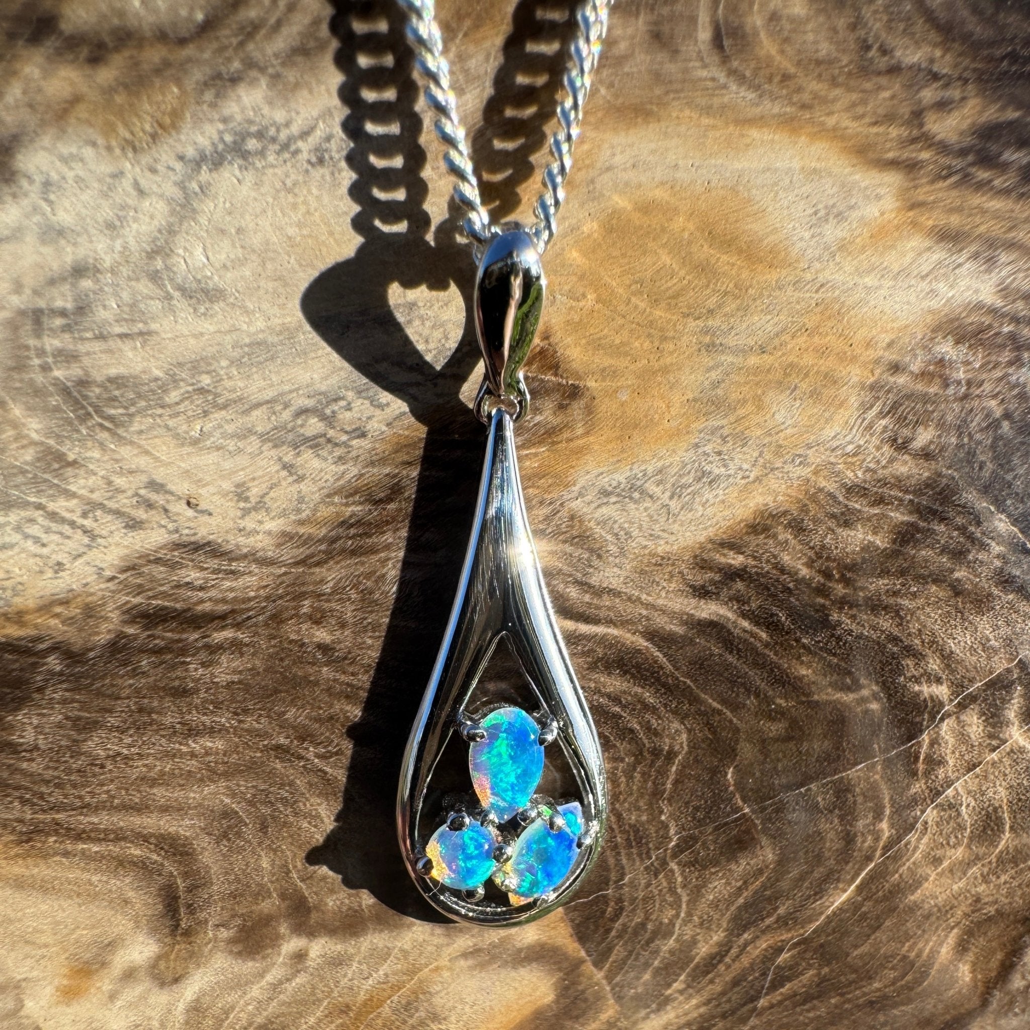 0.8ct Coober Pedy Opal Pendant Necklace ~ 'Quorn Valley Light' | 925 Sterling Silver | Solid Australian Opal