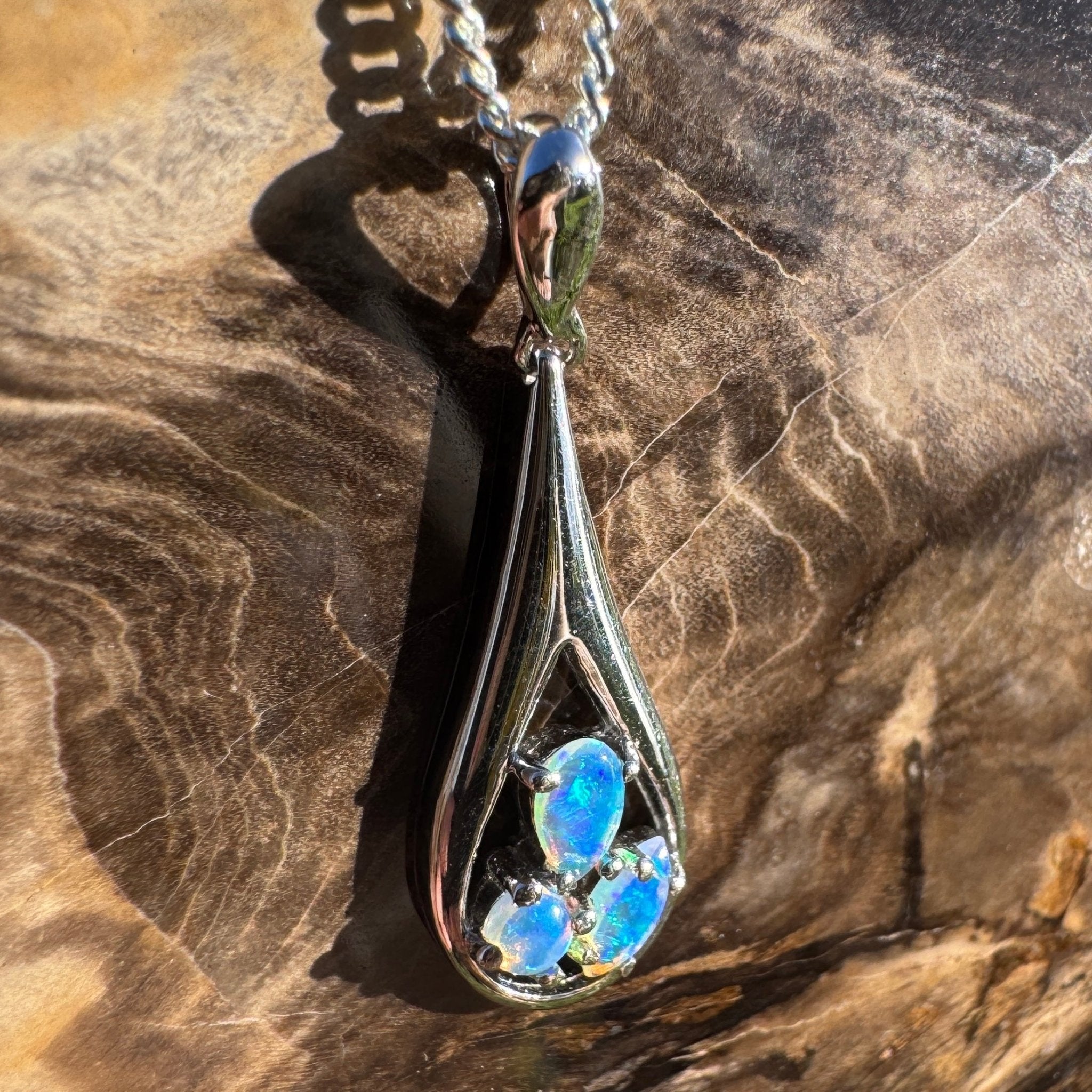 0.8ct Coober Pedy Opal Pendant Necklace ~ 'Quorn Valley Light' | 925 Sterling Silver | Solid Australian Opal