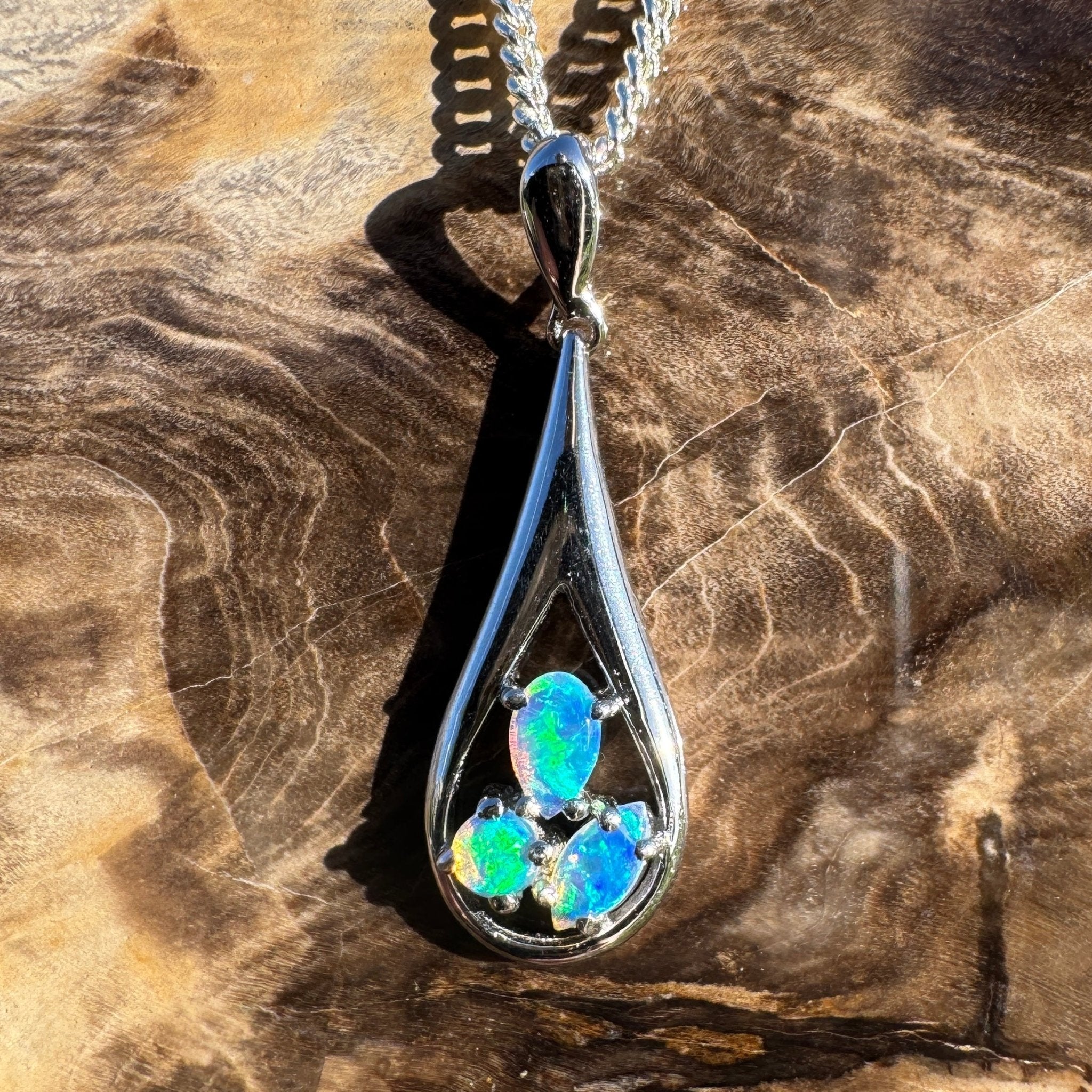 0.8ct Coober Pedy Opal Pendant Necklace ~ 'Quorn Valley Light' | 925 Sterling Silver | Solid Australian Opal