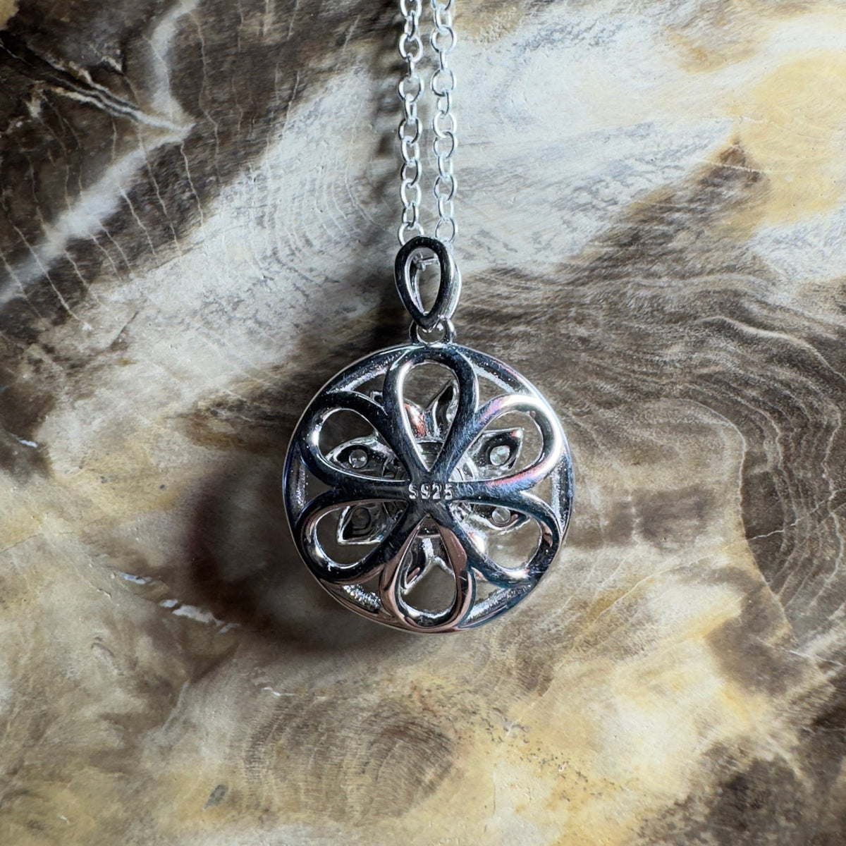 0.8ct Coober Pedy Opal Pendant Necklace ~ 'Whitsunday Reef Halo' | 925 Sterling Silver | Solid Australian Opal