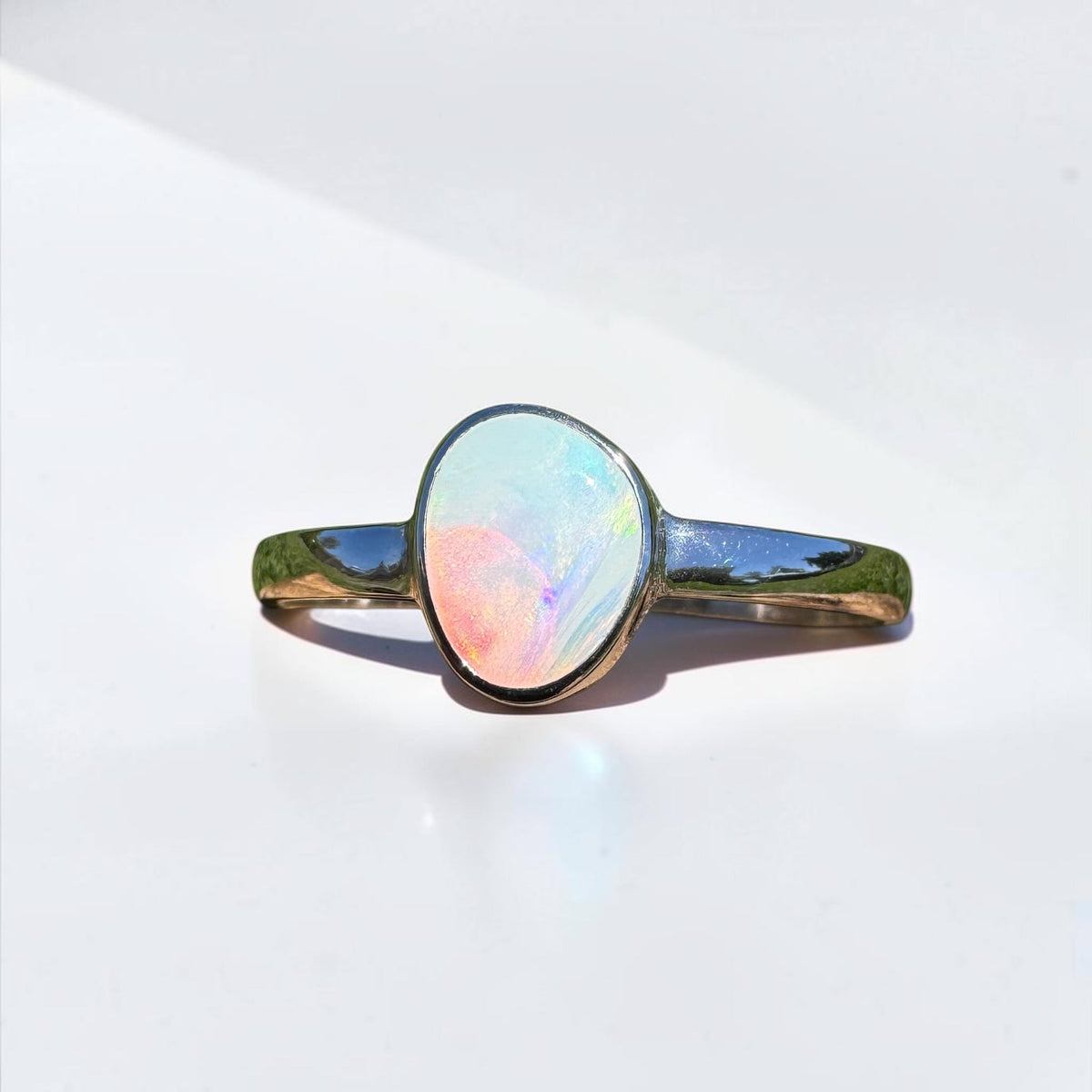 0.8ct Coober Pedy Opal Ring ~ 'Ellery Creek Blue' | 925 Sterling Silver | Solid Australian Opal