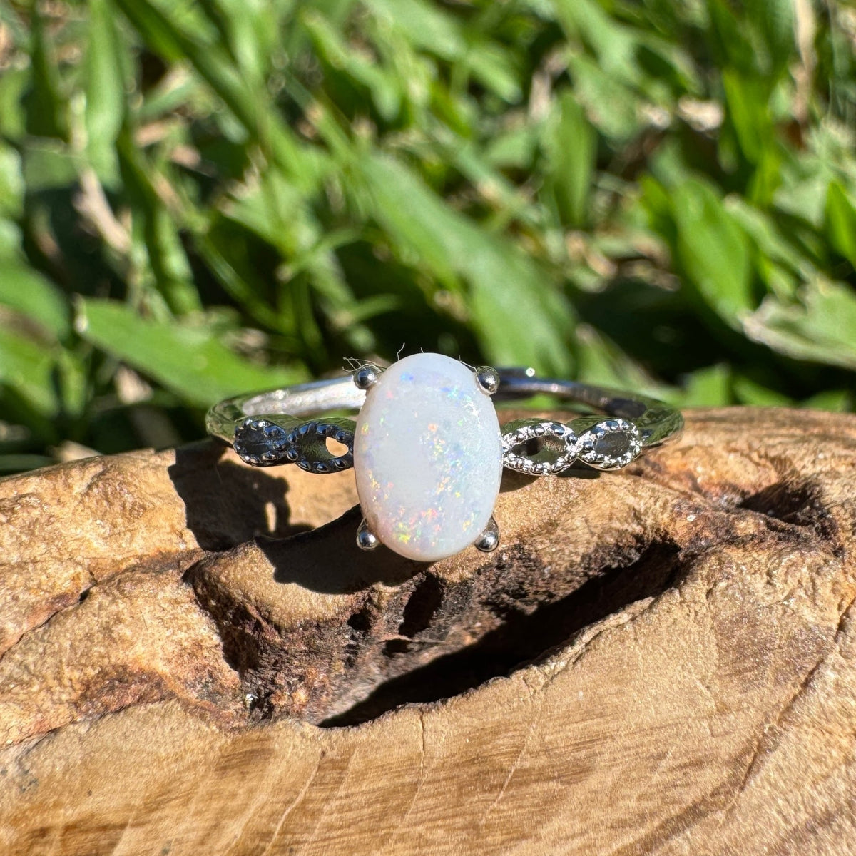 0.8ct Coober Pedy Opal Ring ~ 'Nullarbor Clouds' | 925 Sterling Silver | Solid Australian Opal