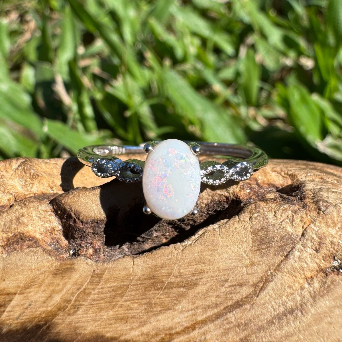 0.8ct Coober Pedy Opal Ring ~ 'Nullarbor Clouds' | 925 Sterling Silver | Solid Australian Opal