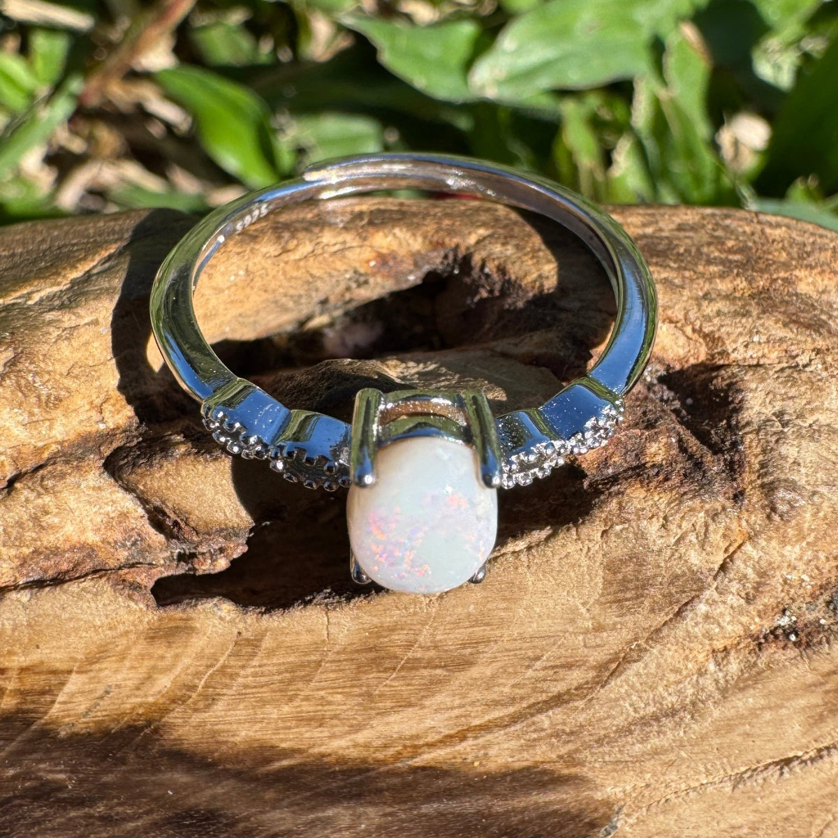 0.8ct Coober Pedy Opal Ring ~ 'Nullarbor Clouds' | 925 Sterling Silver | Solid Australian Opal